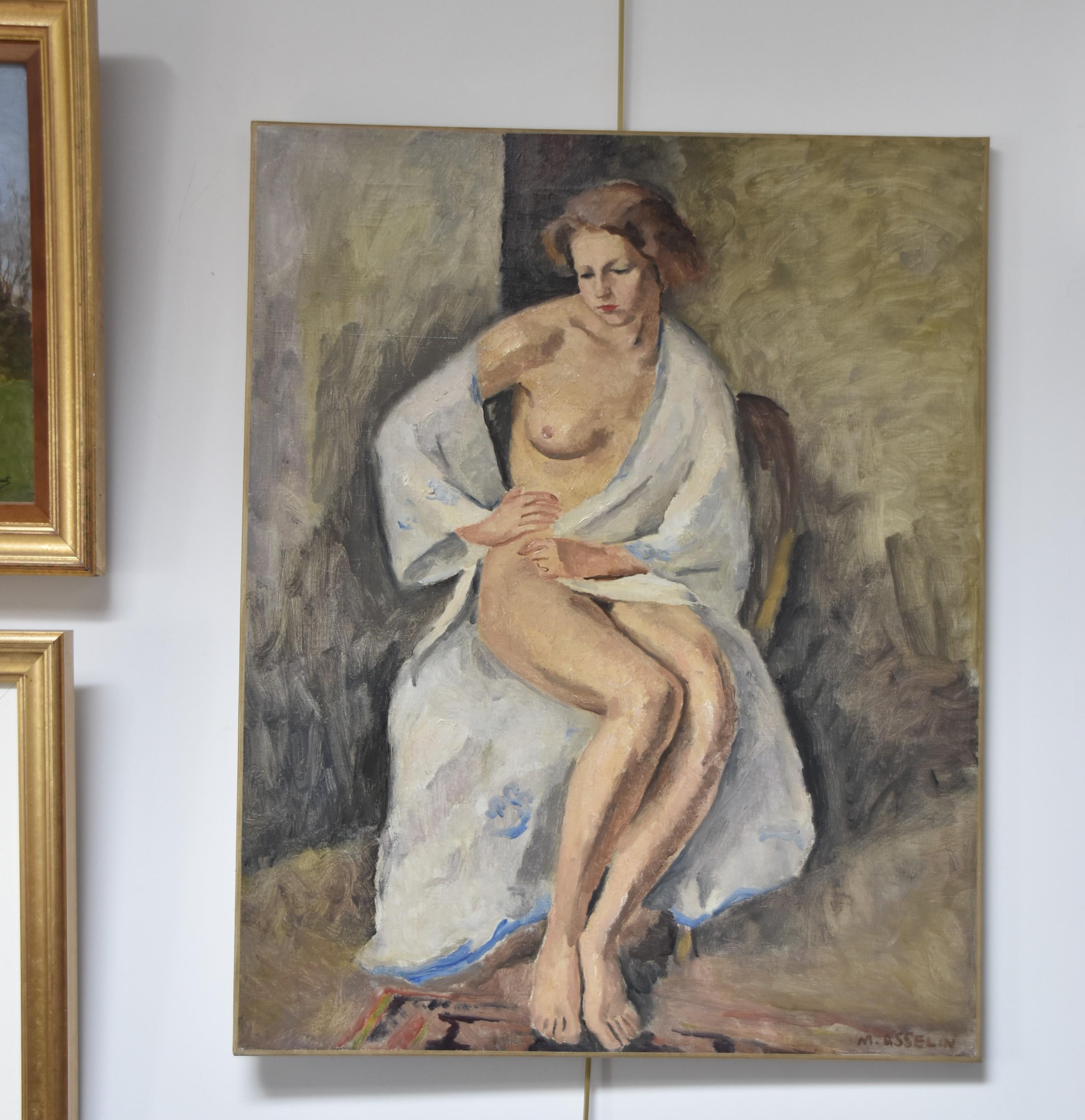 Maurice Asselin (1882-1947) A woman in white bathrobe, signed oil on canvas 1