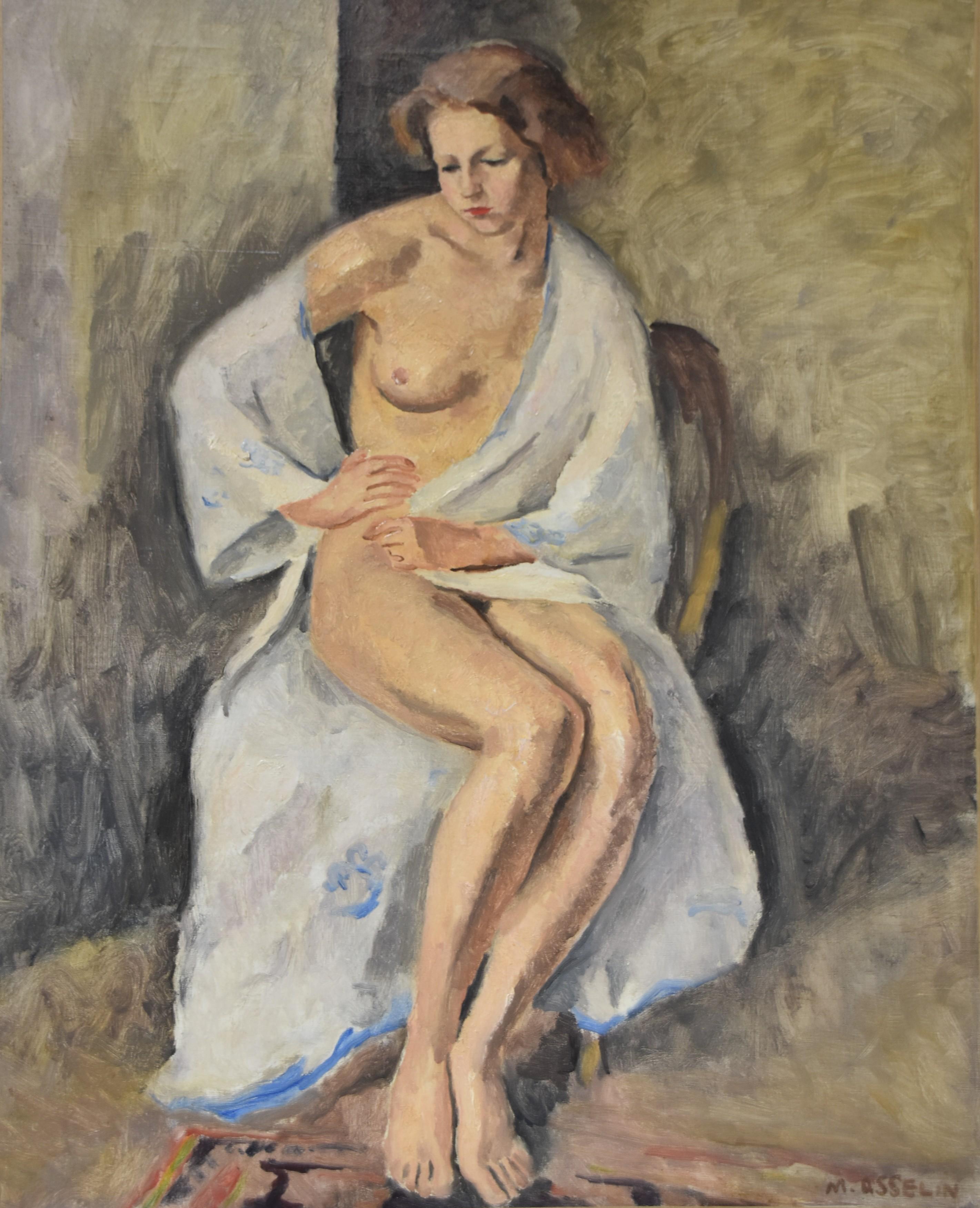 Maurice Asselin (1882-1947) A woman in white bathrobe, signed oil on canvas