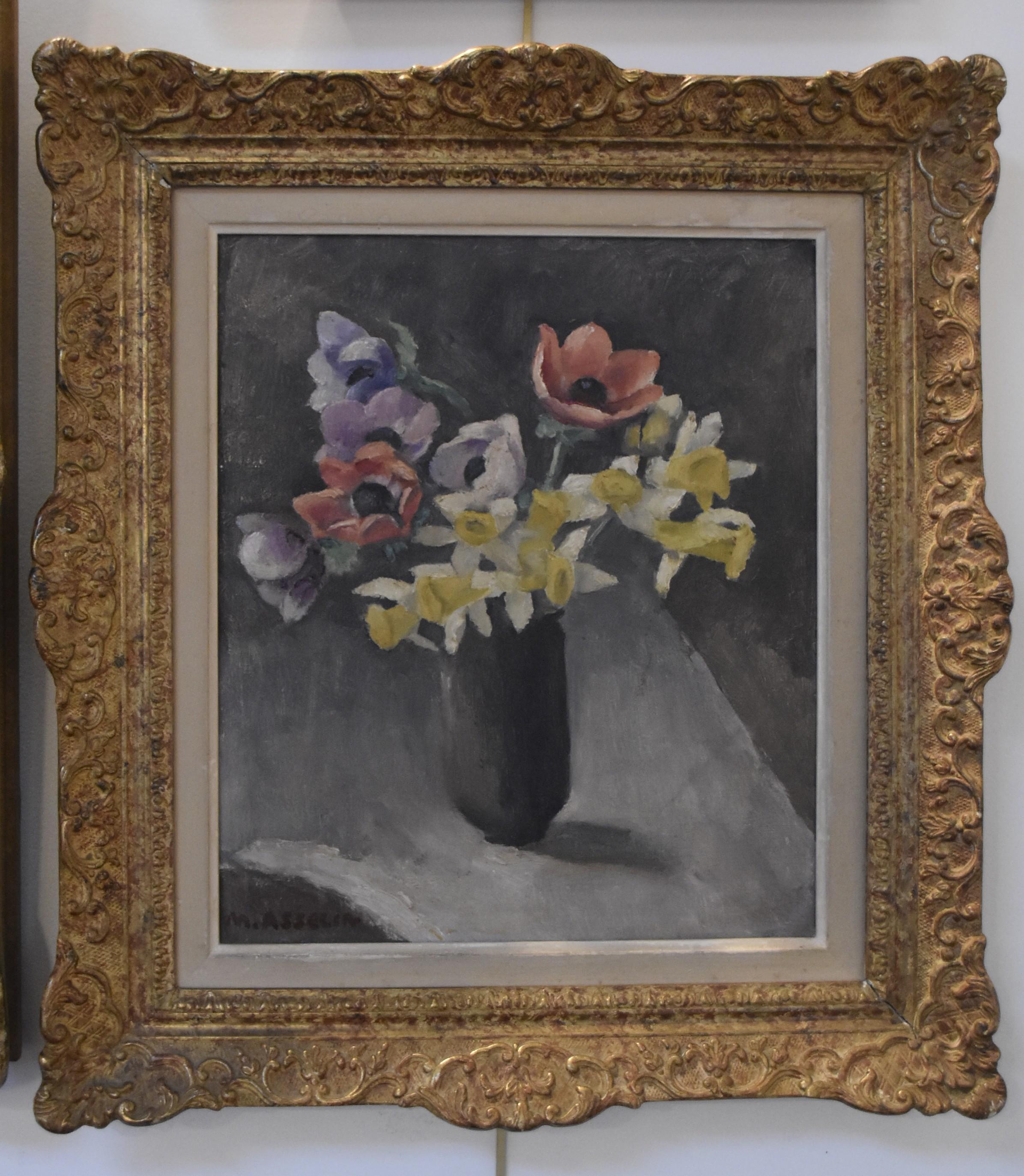Maurice Asselin (1882-1947) Anemones and daffodils, Signed oil on canvas For Sale 5
