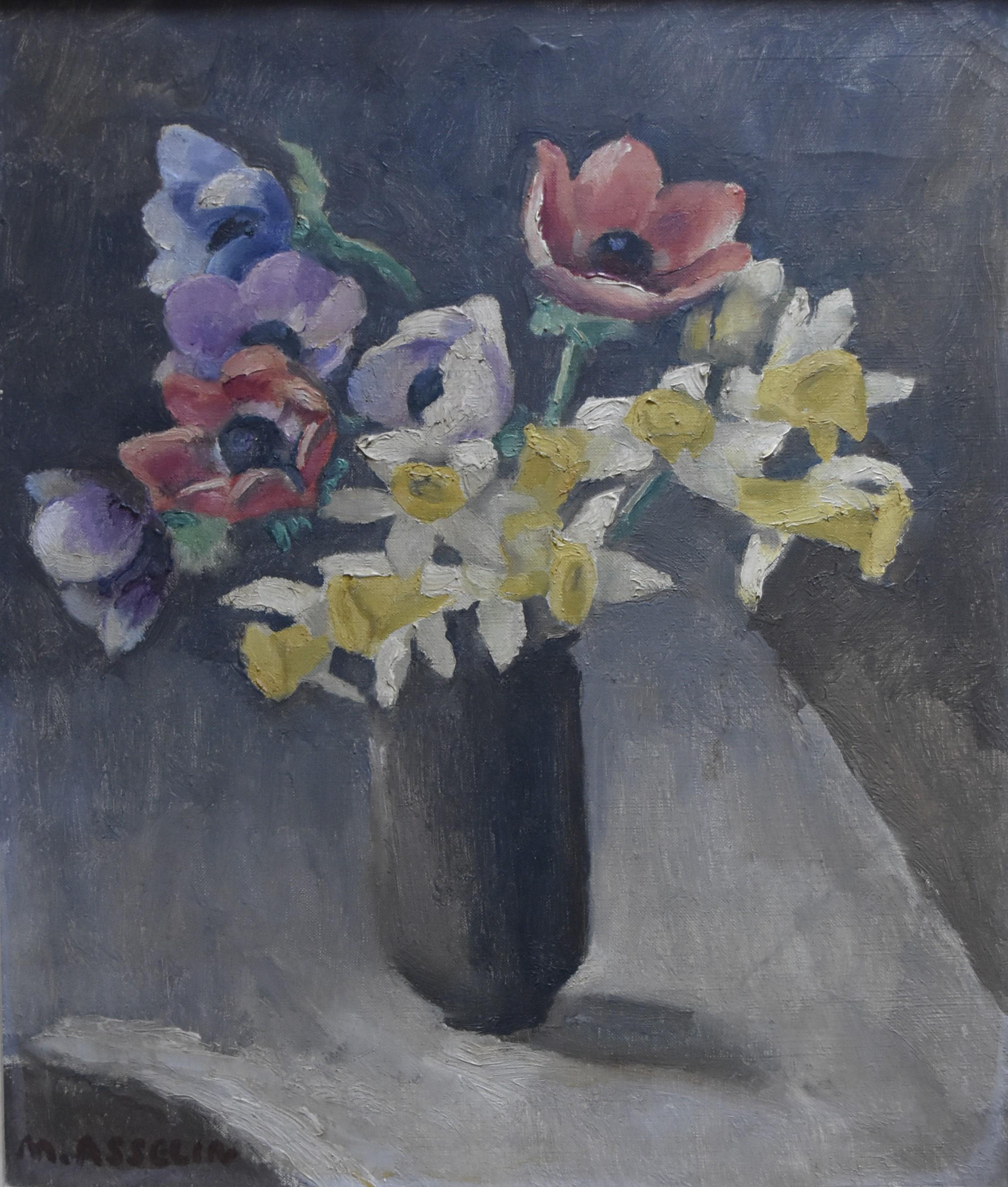 Maurice Asselin (1882-1947) Anemones et daffodils, huile sur toile signée
