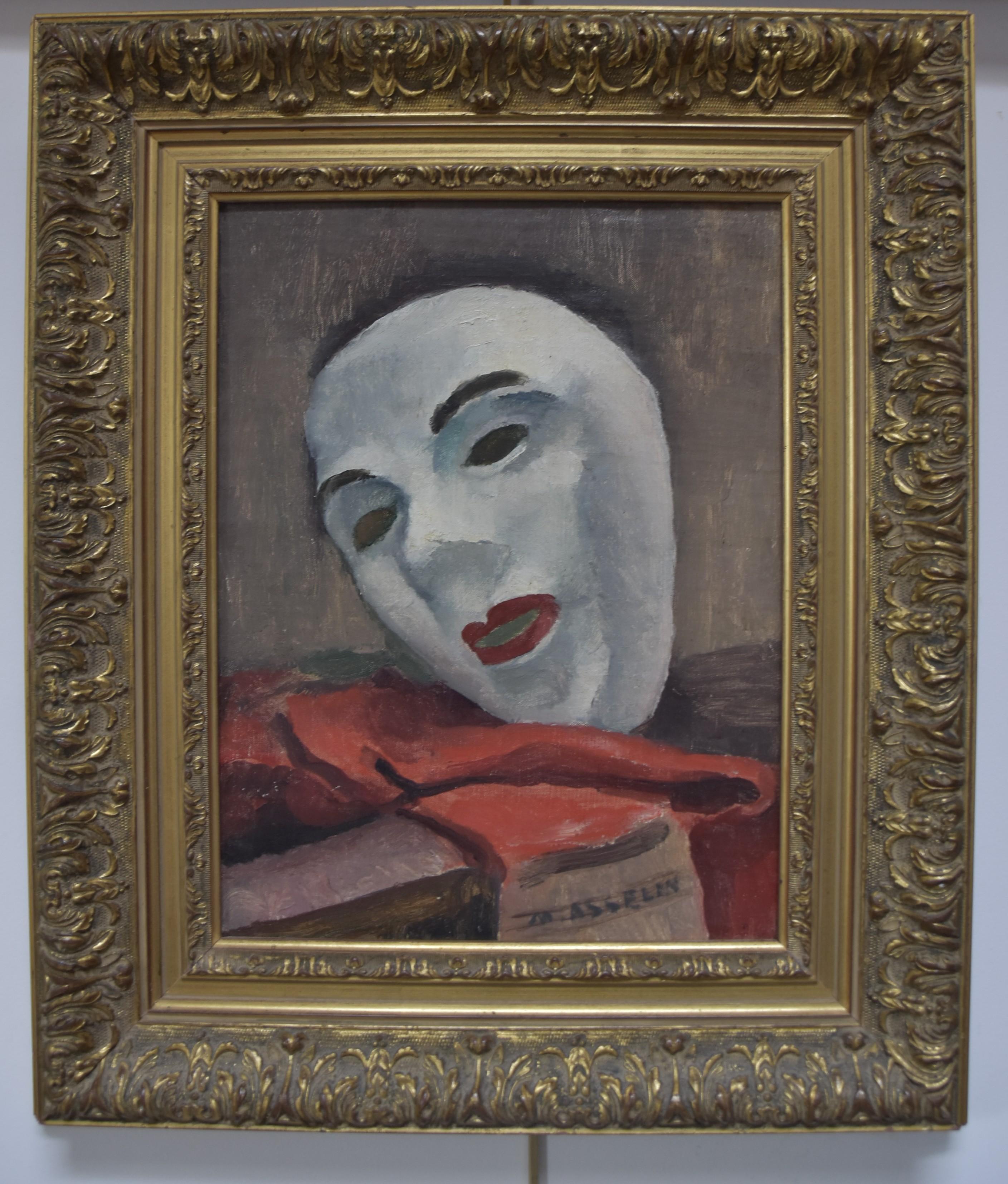 Maurice Asselin (1882-1947) 
Le Masque blanc (La Máscara Blanca)
Firmado abajo a la derecha,  
Óleo sobre lienzo
35 x 27 cm
En buen estado
En su marco de época : 51 x 43,5 cm

La máscara blanca es un elemento que se encuentra en otros bodegones de