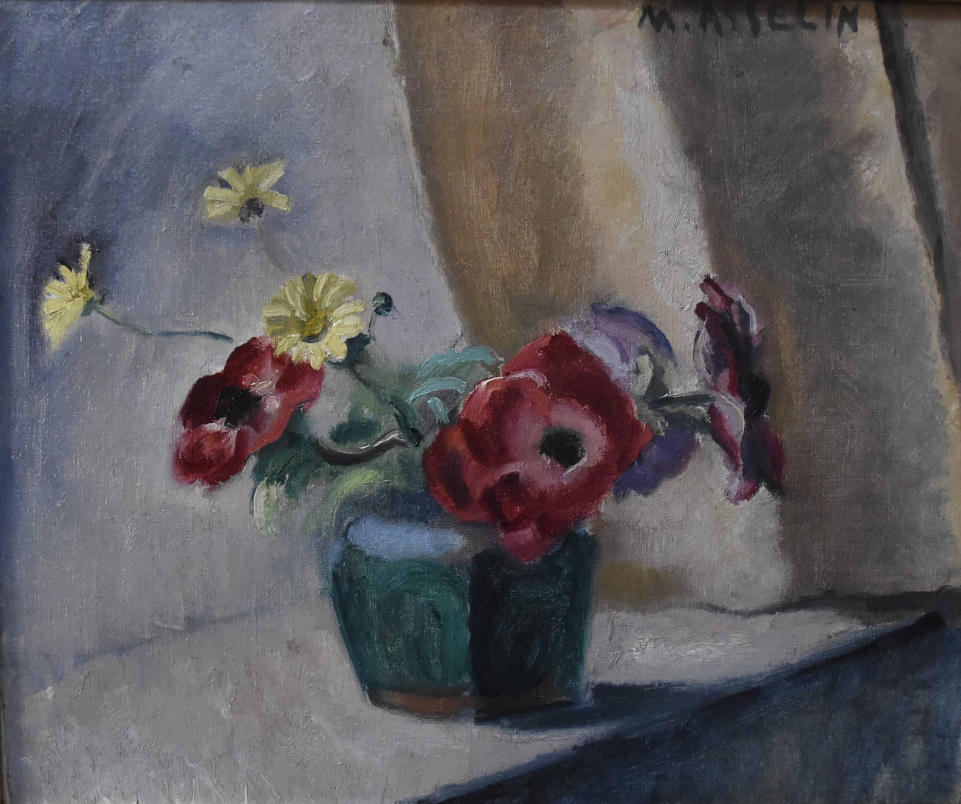 Maurice Asselin (1882-1947) 
Les Anémones, a bouquet of anemones
signed upper right
oil on canvas
38 x 46 cm
Label of the exhibition Maurice Asselin at the Galerie Schmit in february-march 1970 on the stretcher
Framed : 48 x 56 cm

This beautiful