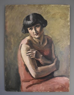 Maurice Asselin (1882-1947) Portrait d'une femme en rouge, huile sur toile