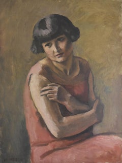Maurice Asselin (1882-1947) Porträt einer Dame in Rot, Öl auf Leinwand