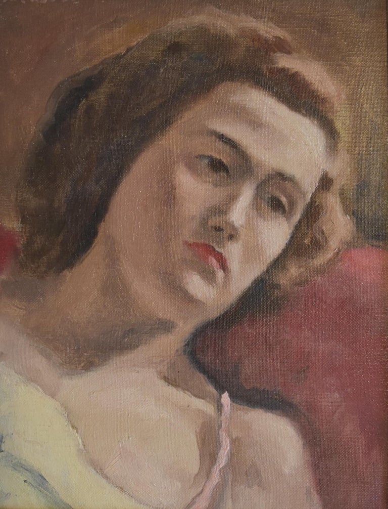 Maurice Asselin (1882-1947) Portrait of  a woman resting, oil on canvas - Painting by Maurice Asselin