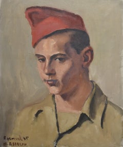Vintage Maurice Asselin (1882-1947) Portrait of Bernard in uniform, 1945, oil on canvas