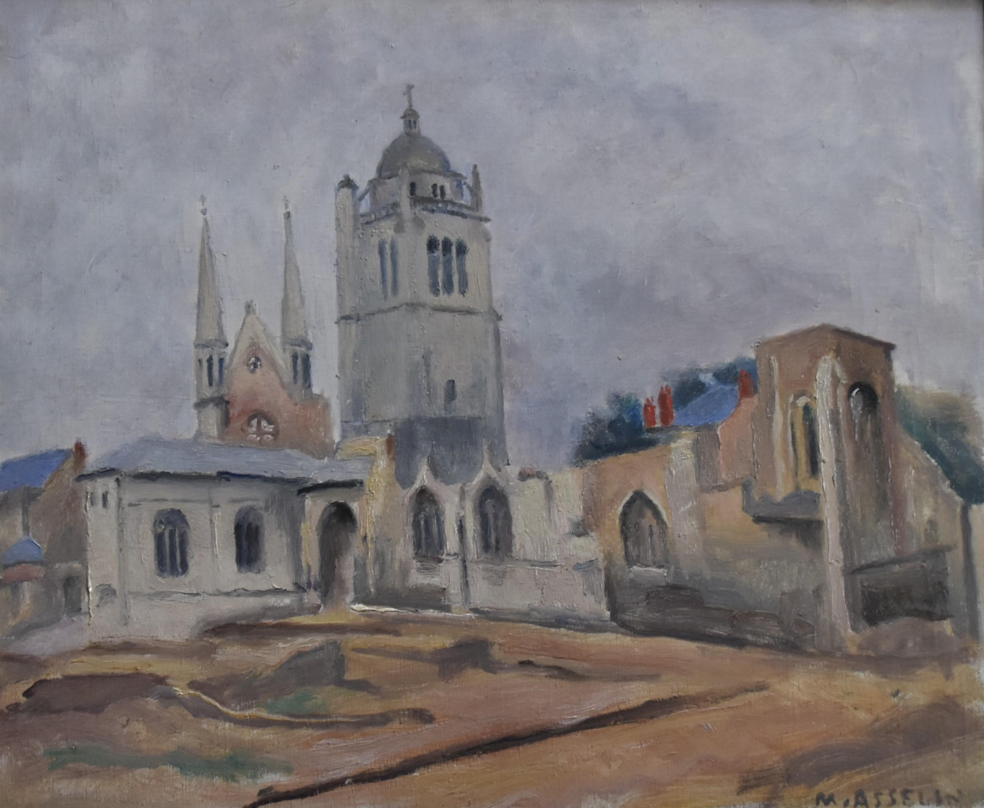 Signiertes Ölgemälde auf Leinwand von Saint Paul Church in Orleans (82-1947) von Maurice Asselin
