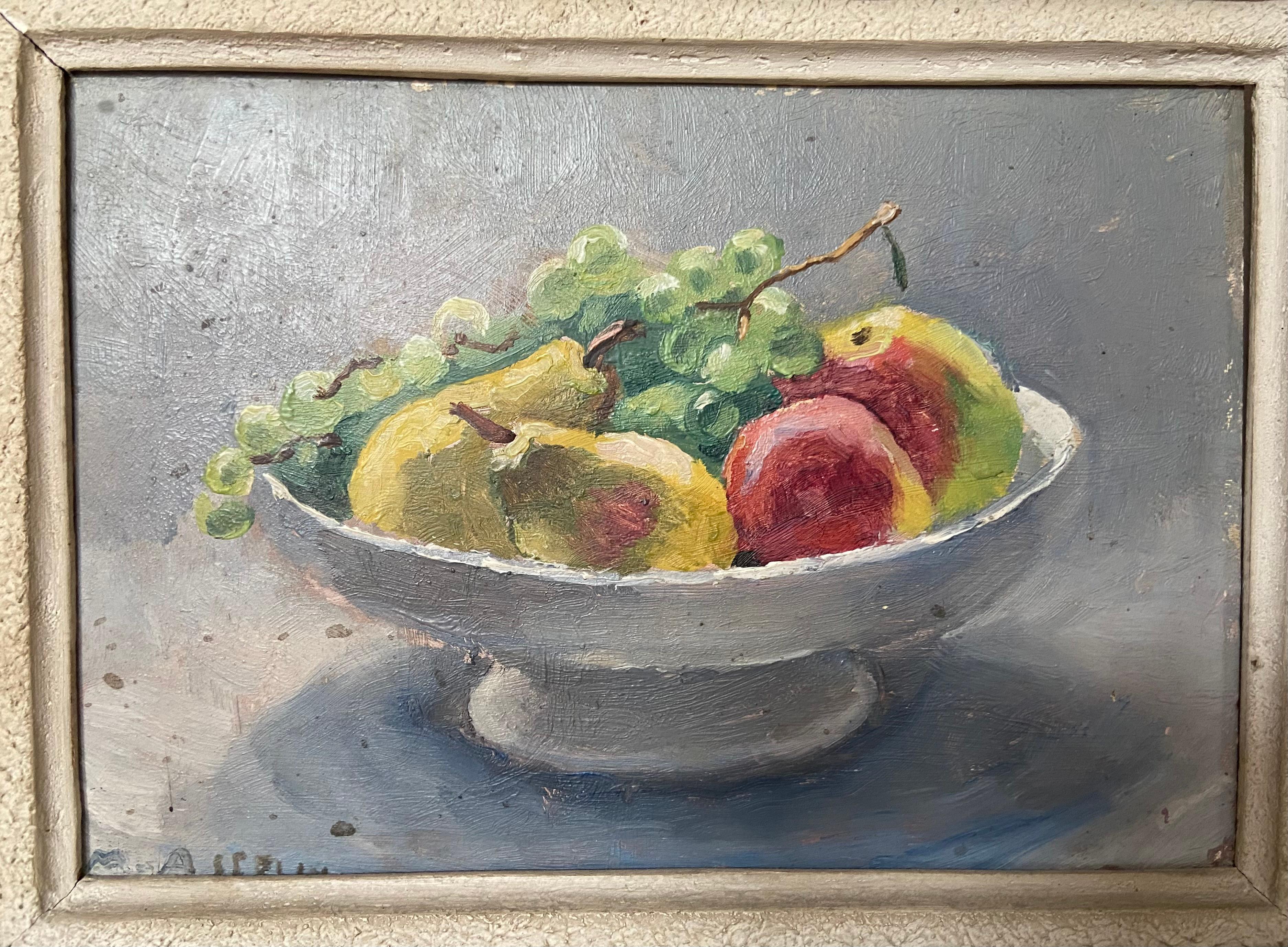 Maurice Asselin (1882-1947) Natura morta con frutta, olio firmato  pittura in vendita 5