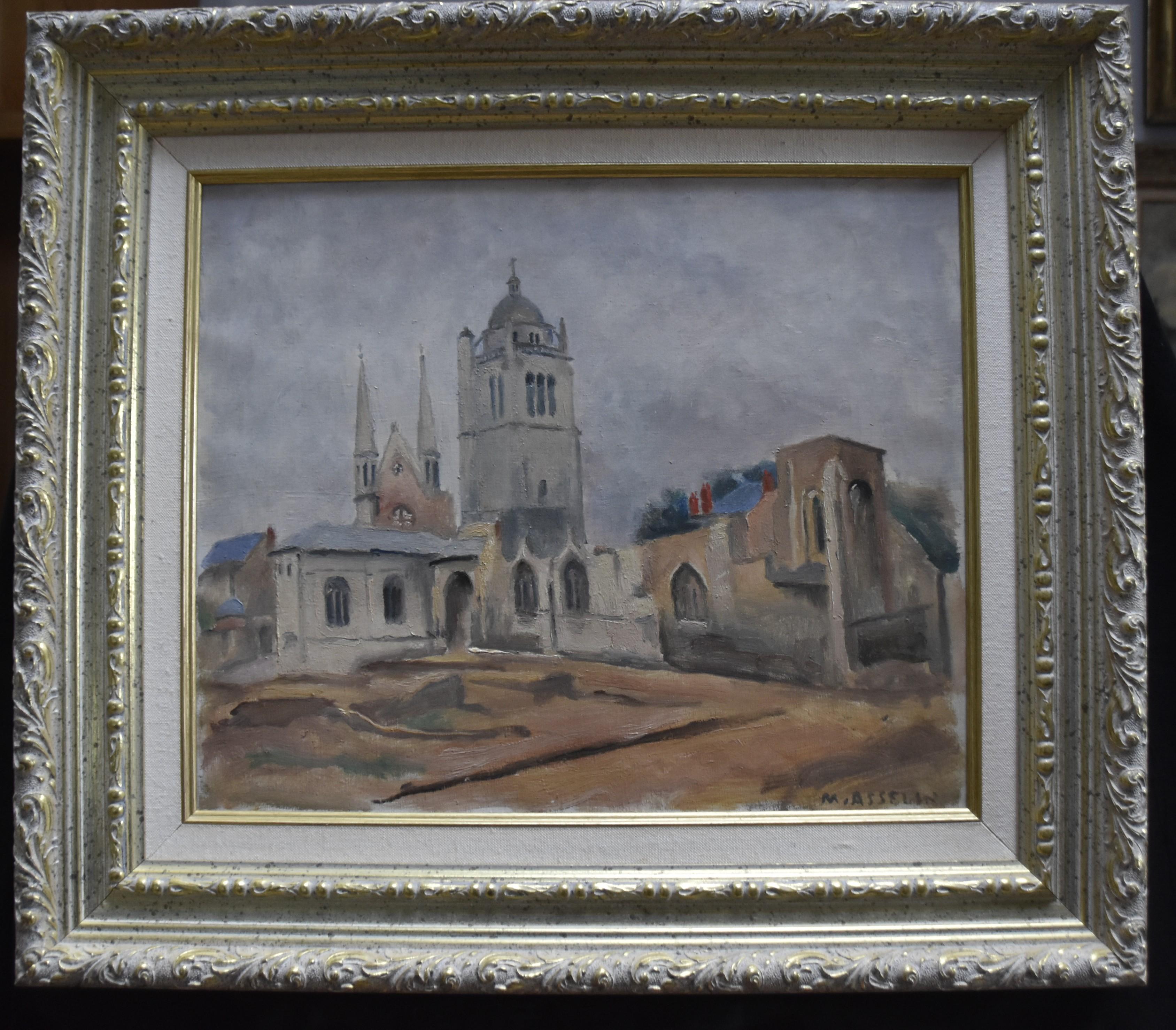 Signiertes Ölgemälde auf Leinwand von Saint Paul Church in Orleans (82-1947) von Maurice Asselin im Angebot 9