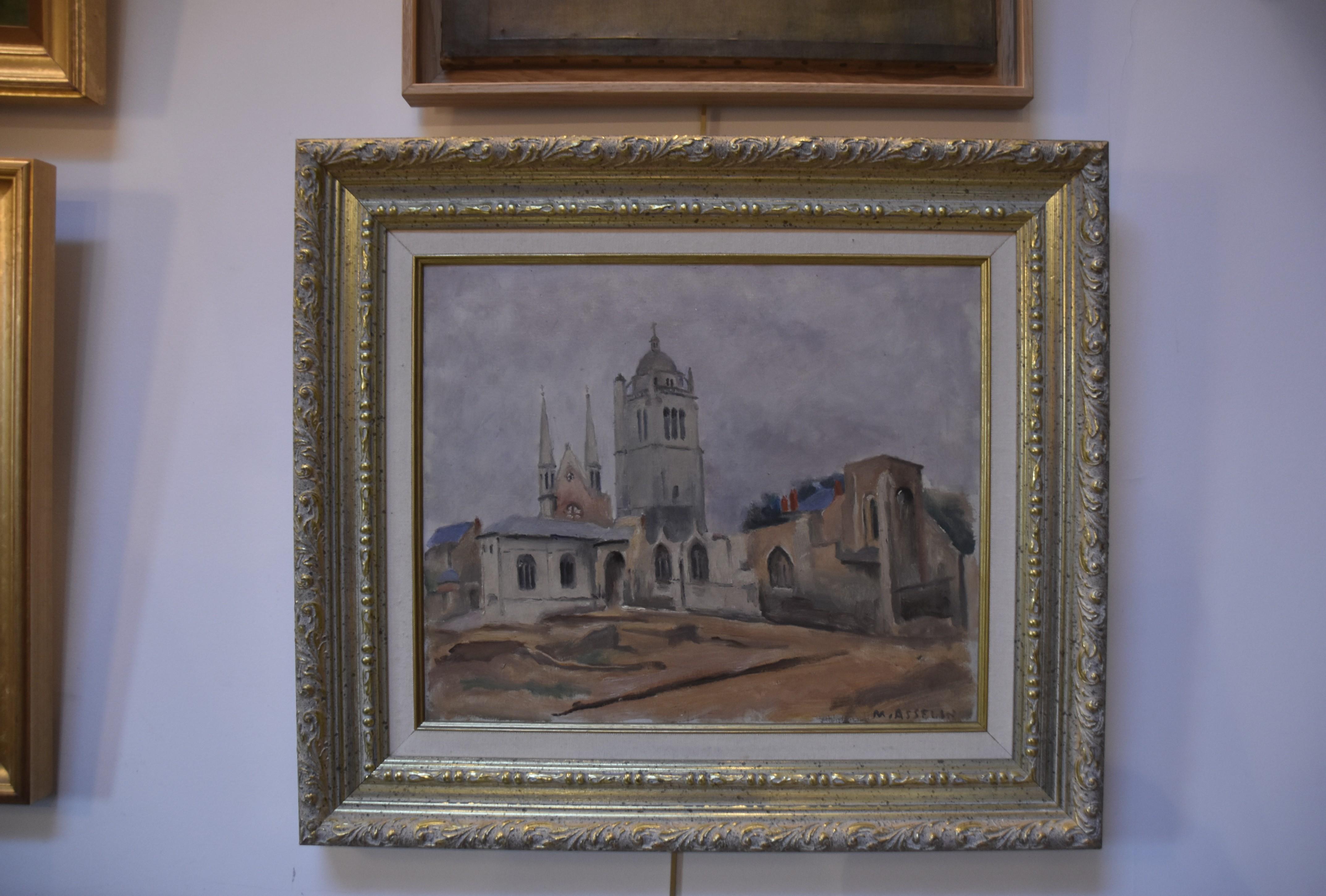 Signiertes Ölgemälde auf Leinwand von Saint Paul Church in Orleans (82-1947) von Maurice Asselin im Angebot 3