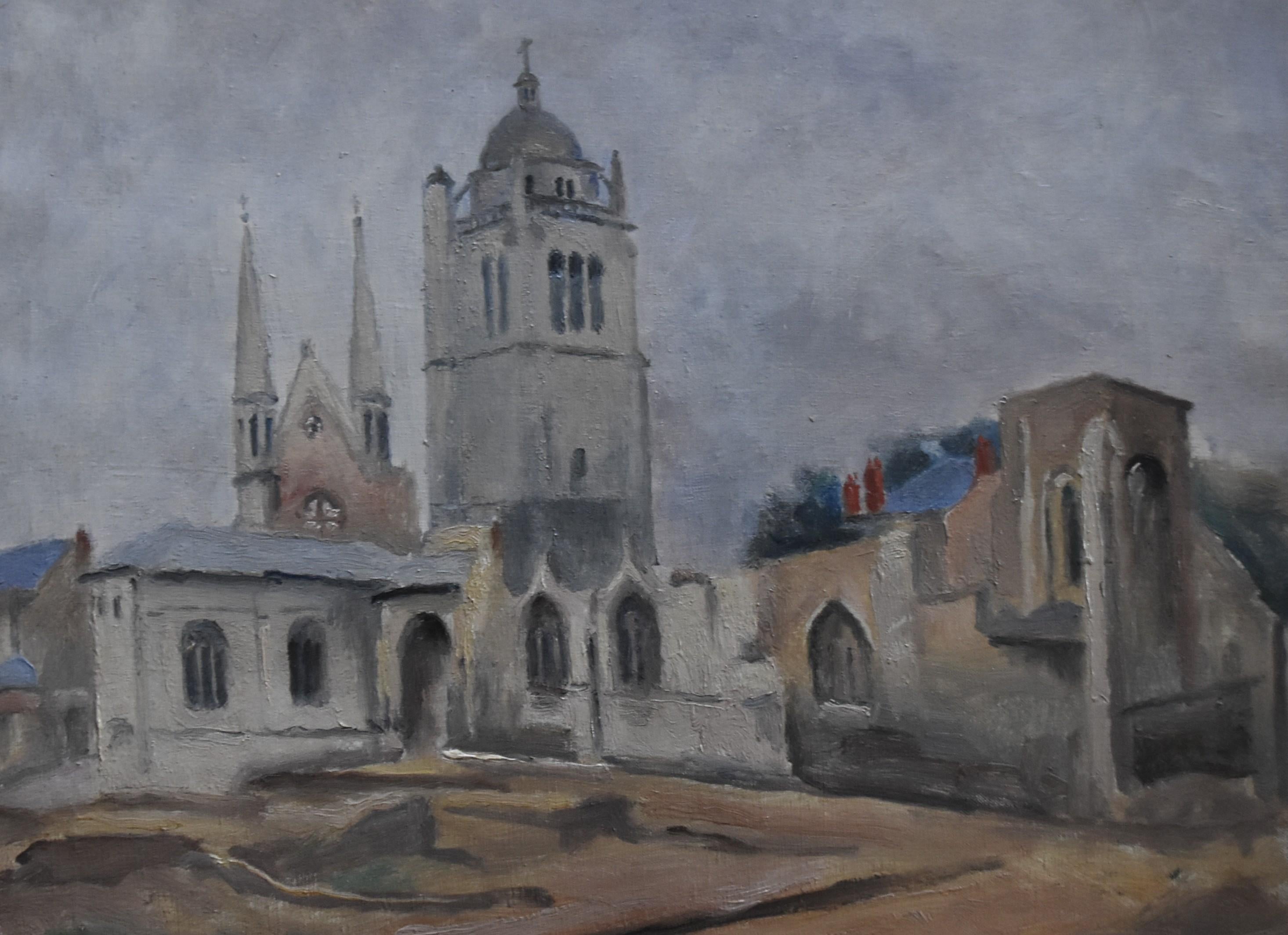 Signiertes Ölgemälde auf Leinwand von Saint Paul Church in Orleans (82-1947) von Maurice Asselin im Angebot 6