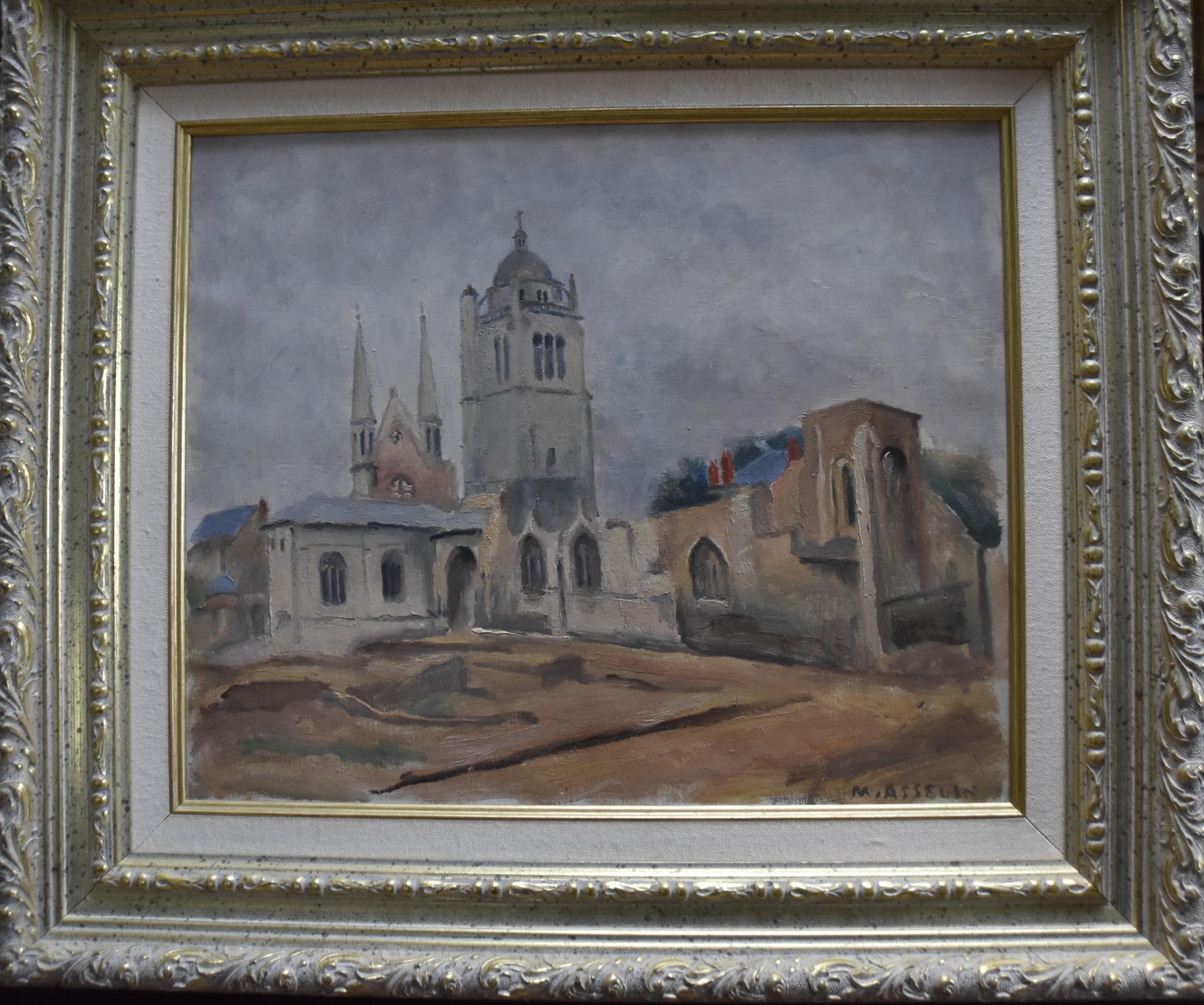 Signiertes Ölgemälde auf Leinwand von Saint Paul Church in Orleans (82-1947) von Maurice Asselin im Angebot 7