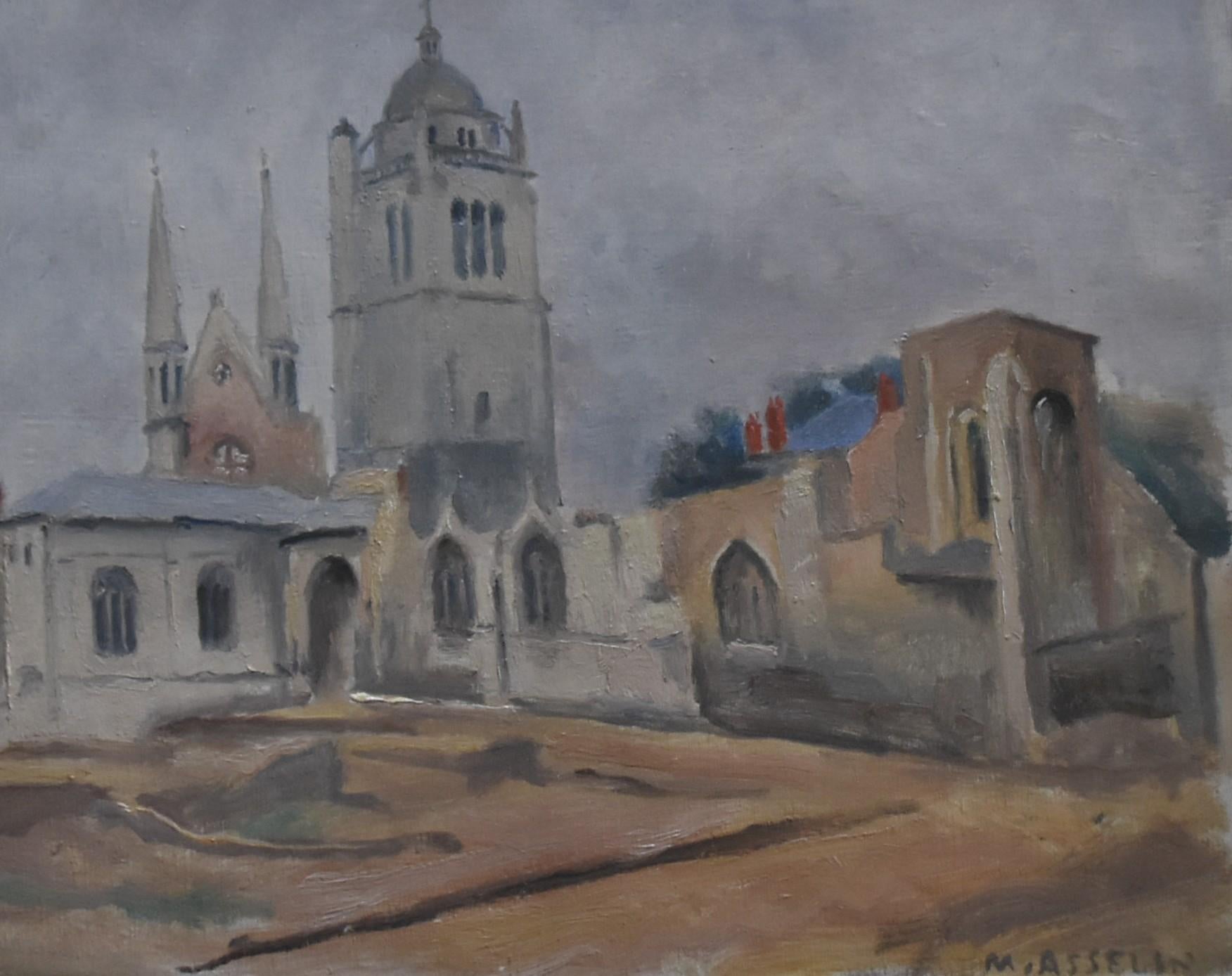 Maurice Asselin (1882-1947) Saint Paul Church in Orleans, Signed oil on canvas For Sale 5