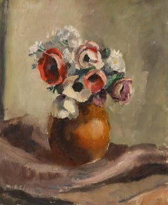 Maurice Asselin - Huile du début du XXe siècle, Bouquet d'anémones