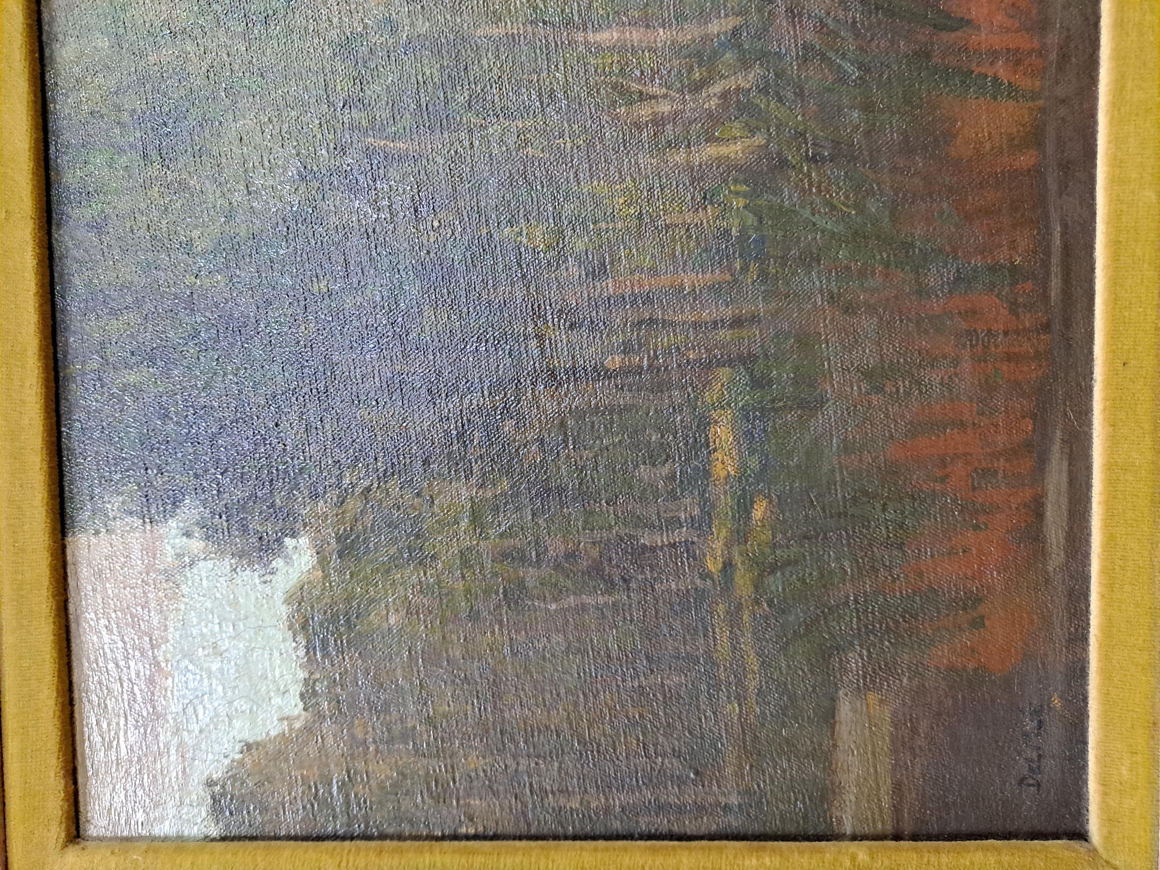 Maurice Auguste Delve (1875-1955) Öl auf Leinwand Gemälde Flusslandschaft 2