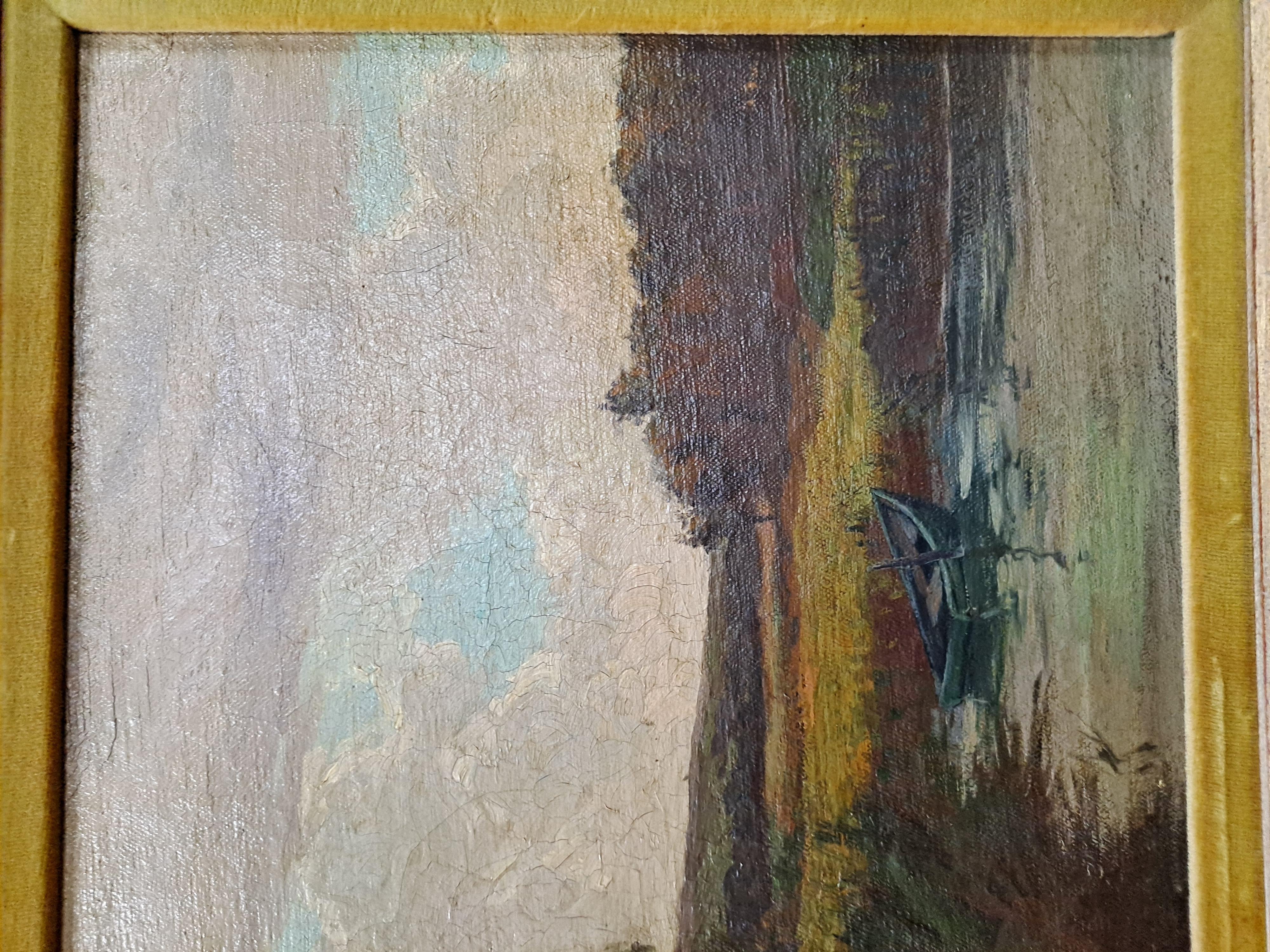 Maurice Auguste Delve (1875-1955) Öl auf Leinwand Gemälde Flusslandschaft 3