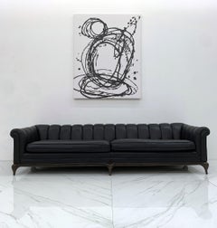 Maurice Bailey for Monteverdi Young Black Leather Channel Back Sofa