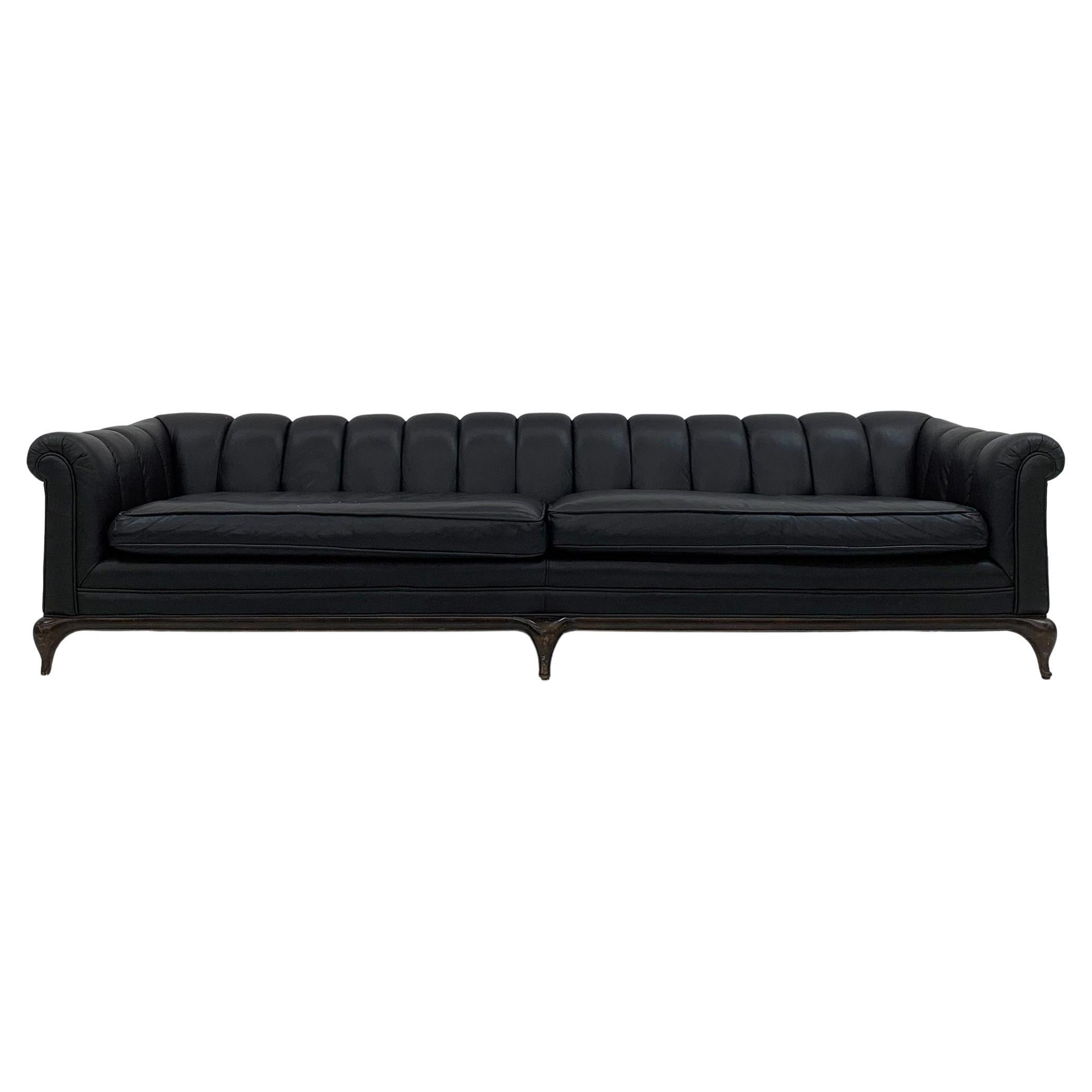 Maurice Bailey for Monteverdi Young Black Leather Channel Back Sofa