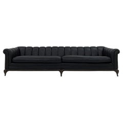 Vintage Maurice Bailey for Monteverdi Young Black Leather Channel Back Sofa