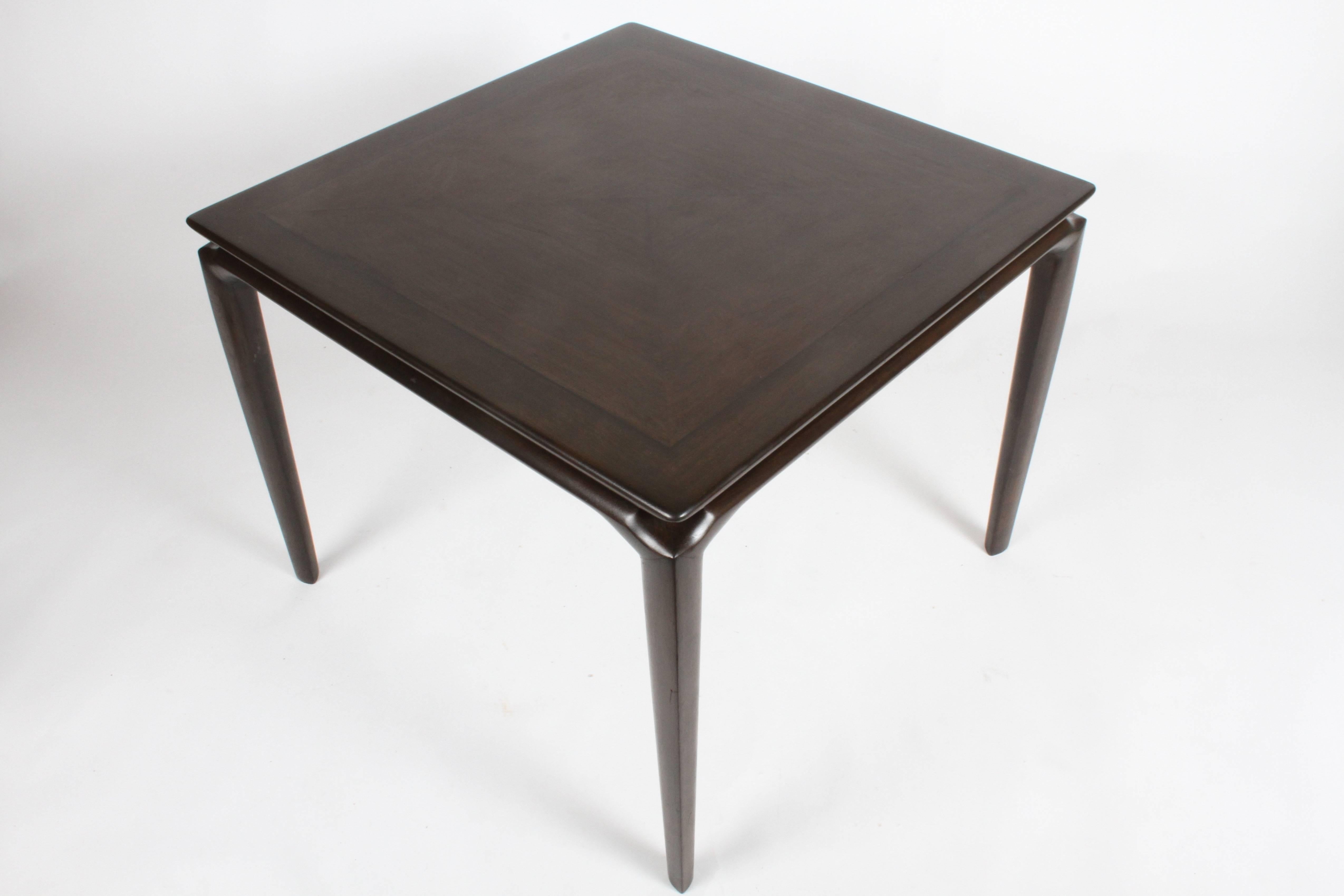 Midcentury sculptural Maurice Bailey for Monteverdi, Young of California card, game table or kitchen table. Beautiful sculpted legs, gives a floating effect to the top. Top has edge border and inlaid veneer, Very nice original finish, minor scuffs /