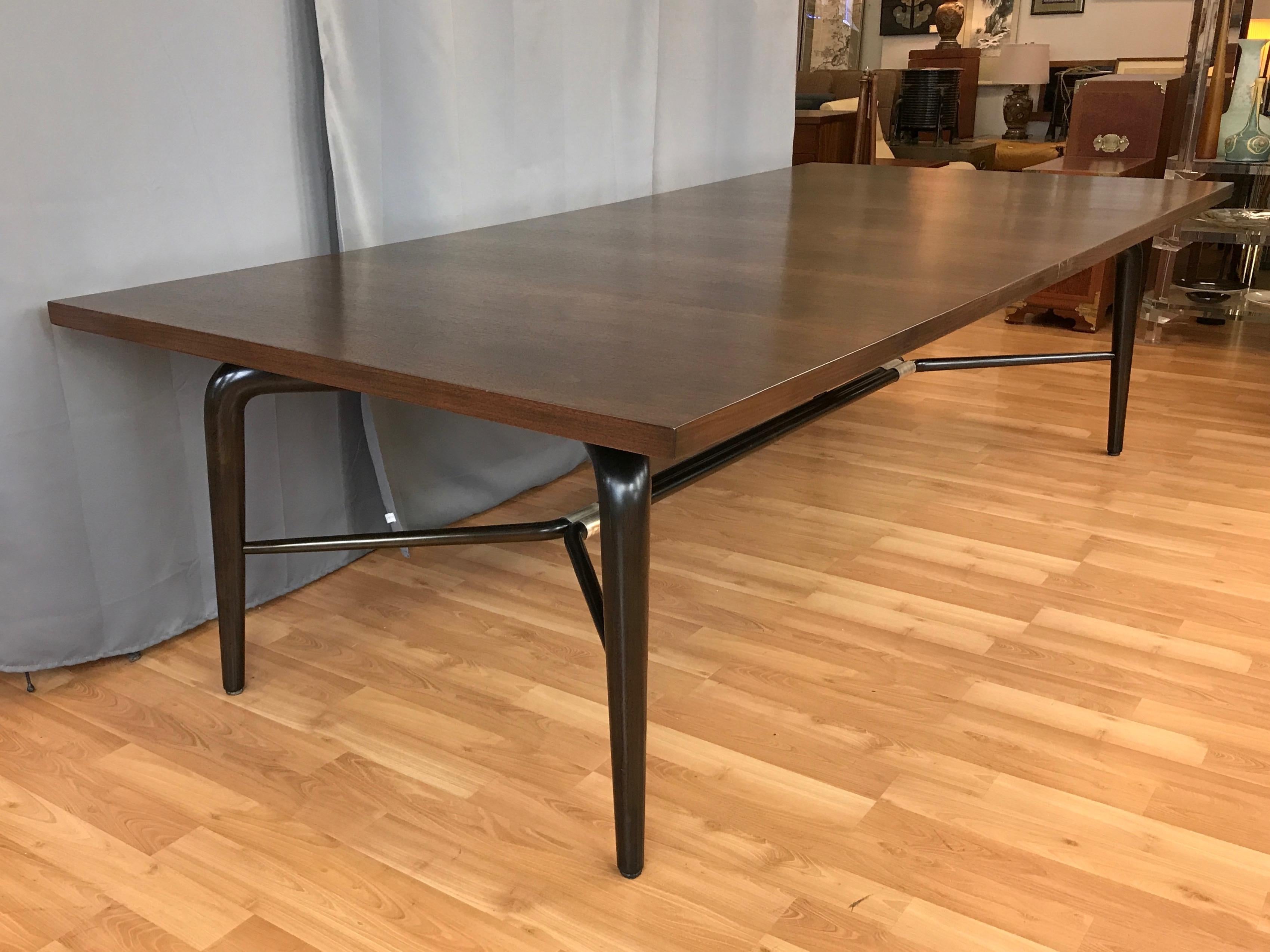 Metalwork Maurice Bailey for Monteverdi-Young Monumental Walnut Dining Table