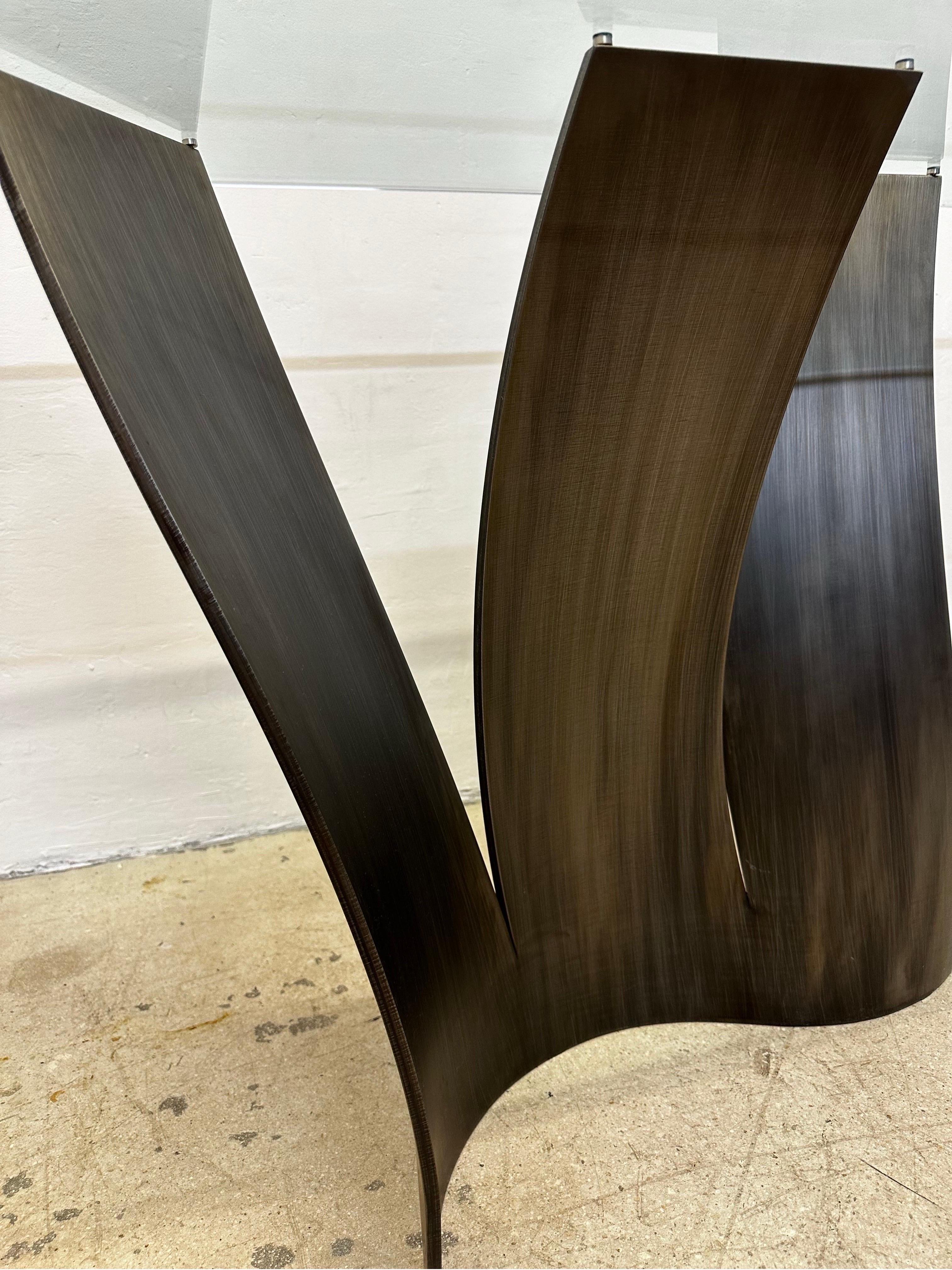 XXIe siècle et contemporain Console en acier et verre Maurice Barilone pour Roche Bobois