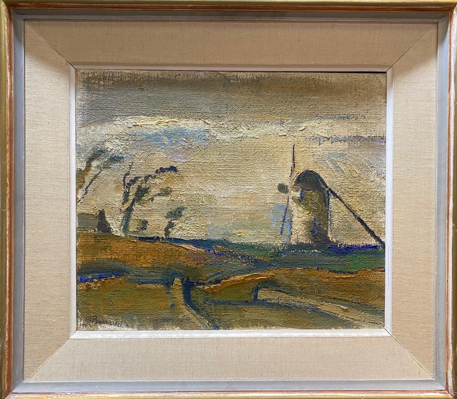 Mill in the dunes by Maurice Barraud - Oil on canvas 38x47 cm - Painting by Maurice BARRAUD
