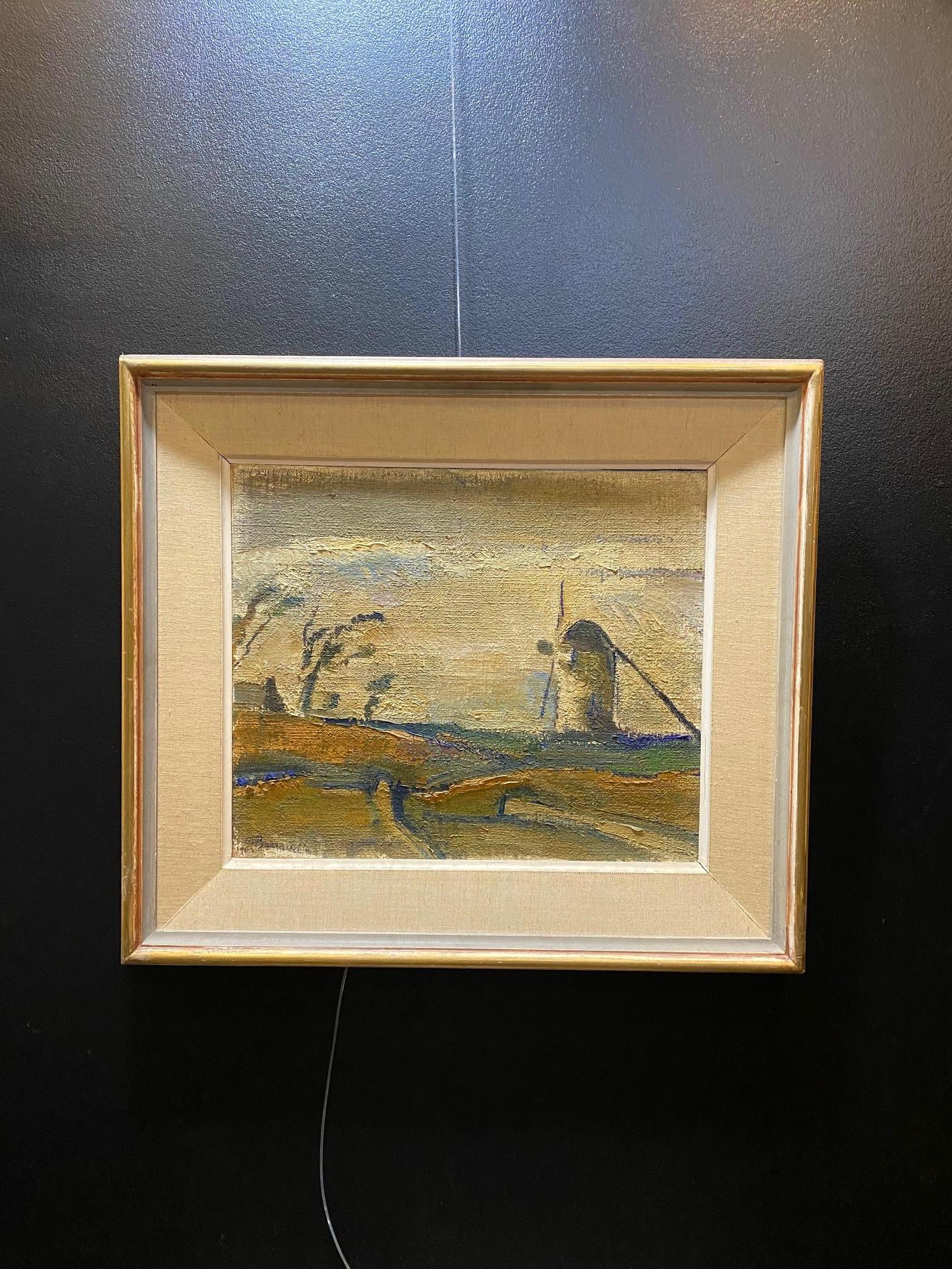 Mill in the dunes by Maurice Barraud - Oil on canvas 38x47 cm - Impressionist Painting by Maurice BARRAUD