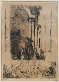 Etchings set of 3 India 1890's  Orientalist Impressionist Indian 19th century
