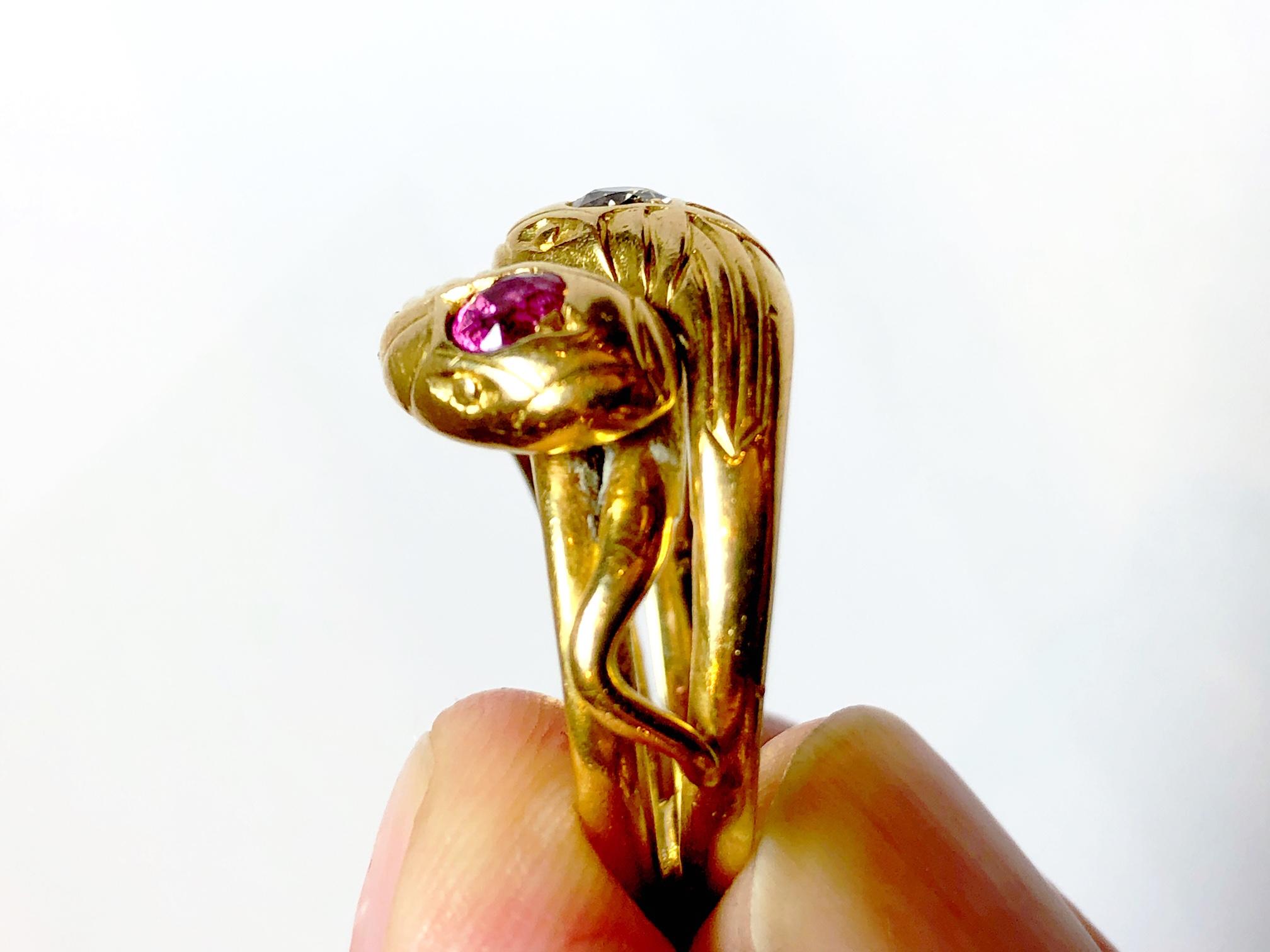 Maurice Beck Französischer Jugendstil Rubin und Diamant Schlangenring 2