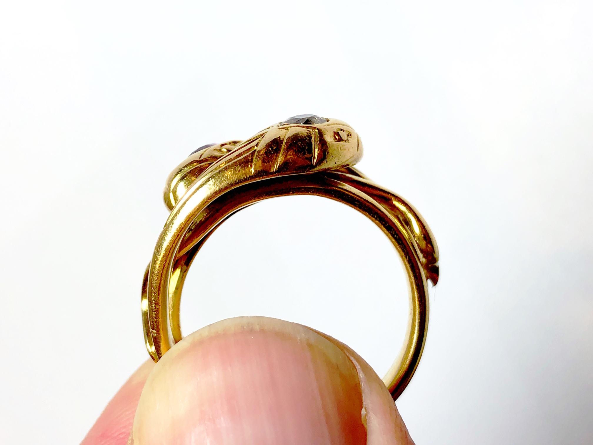 Maurice Beck Französischer Jugendstil Rubin und Diamant Schlangenring 3