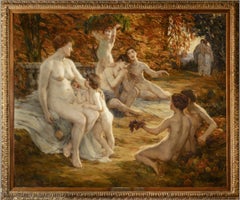 20th century French Symbolist figurative oil on canvas painting