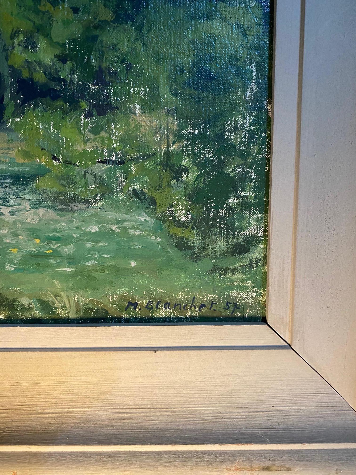 Paysage de Geneva par Maurice Blanchet - Huile sur toile 55x46 cm 3