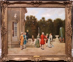 La Fête au Château - 19th Century French Oil Painting of Society Party 1872