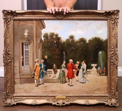 Antique La Fête au Château - 19th Century French Oil Painting of Society Party 1872 