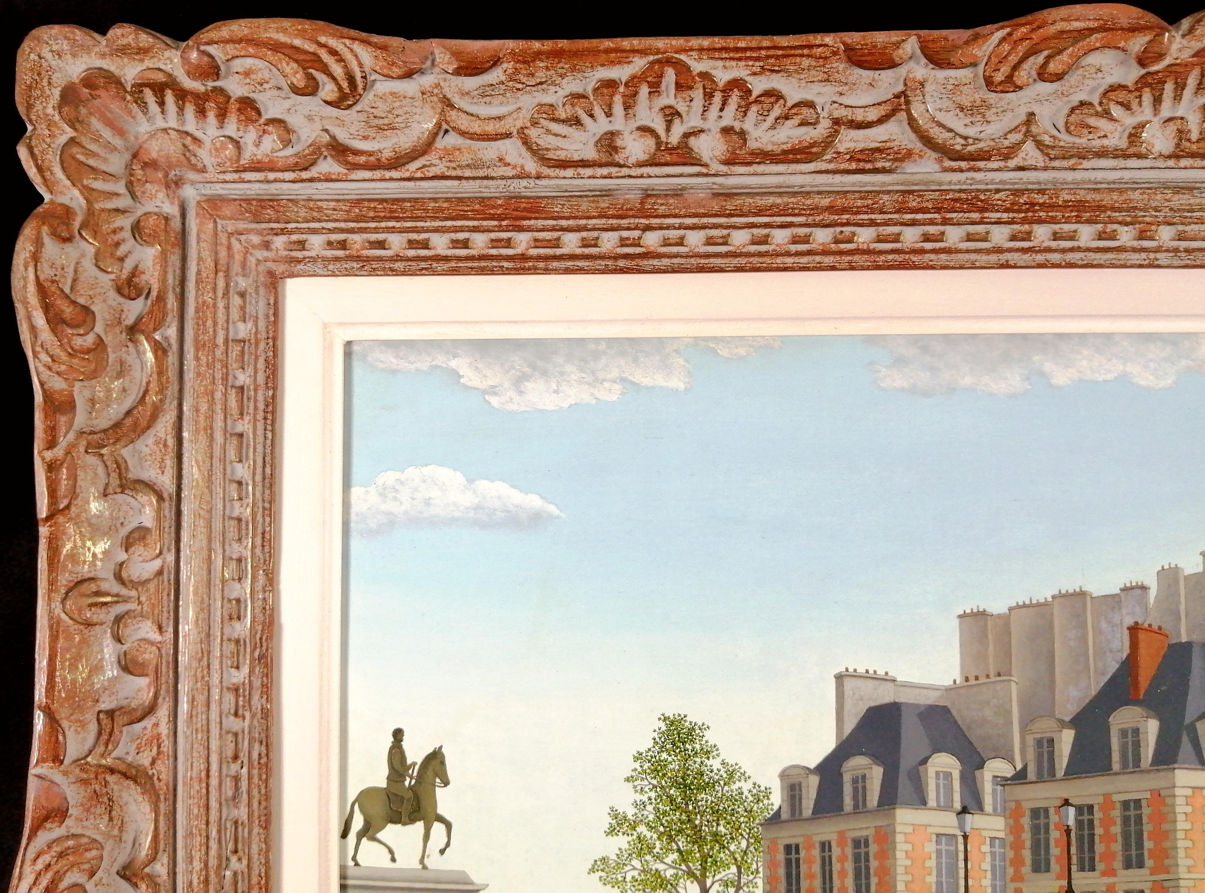 Le Pont Neuf - Großes französisches Naïf aus der Mitte des 20.  Pariser Seine-Gemälde im Angebot 3