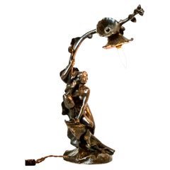 Lampada da tavolo Maurice Bouval in bronzo Art Nouveau