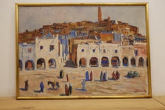 Maurice Bouviolle (1893-1971), Market Square in Ghardaia, Painting.