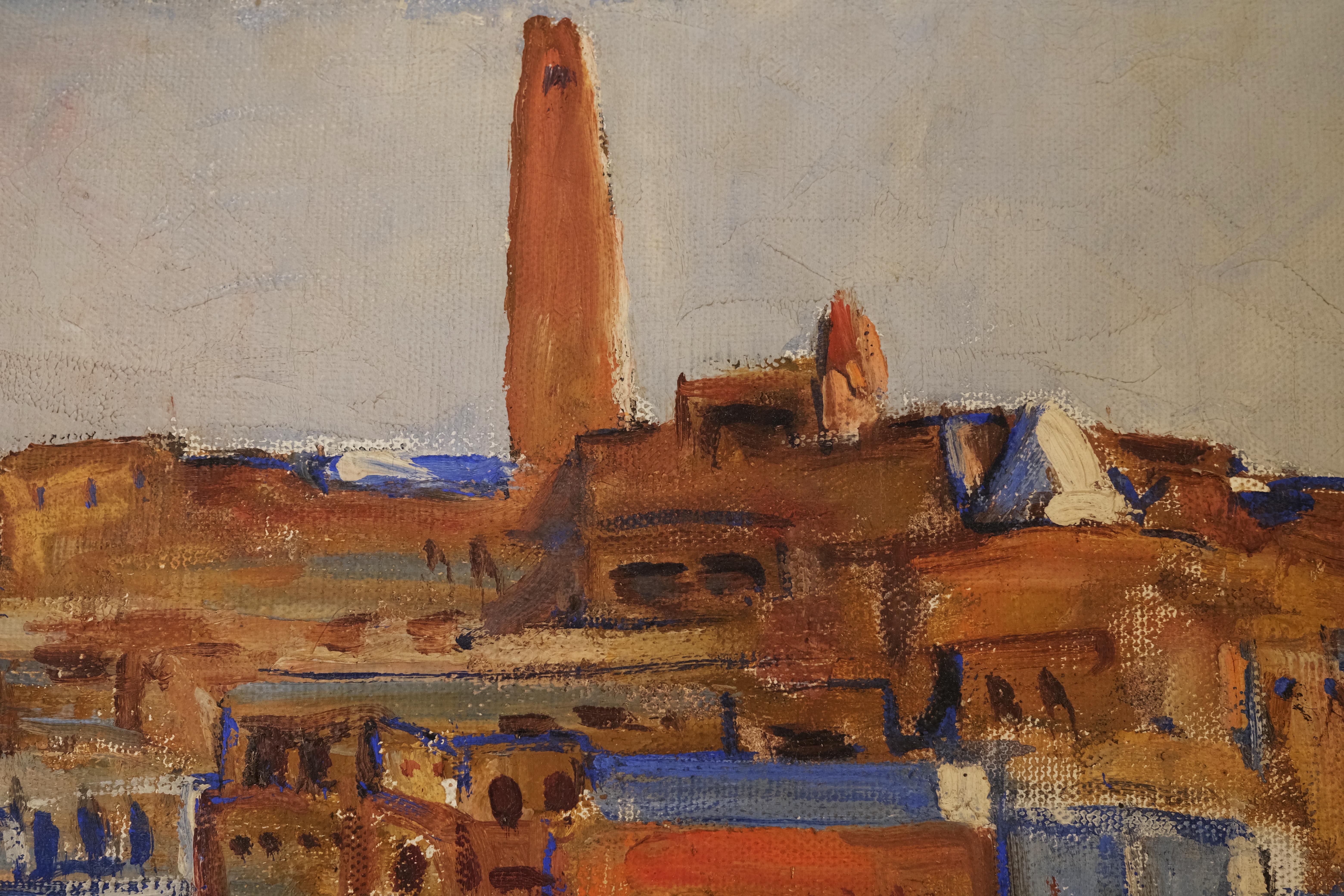 Maurice Bouviolle (1893-1971), Marktplatz in Ghardaia, Gemälde. im Zustand „Gut“ im Angebot in Nice, Cote d' Azur