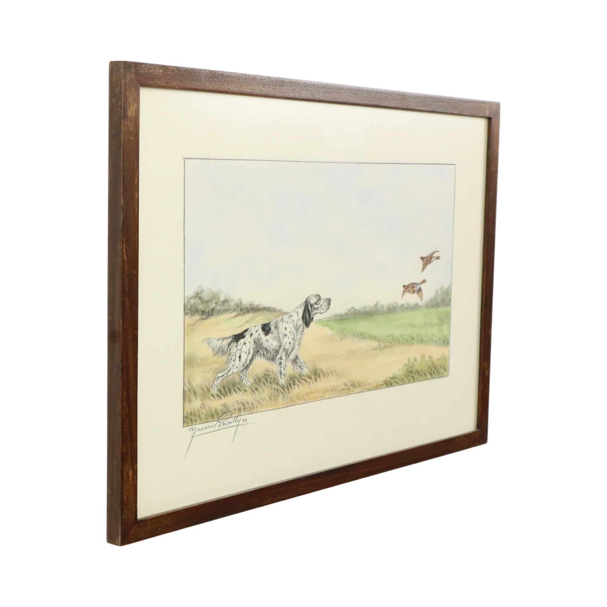 Maurice Brailly Cane Spaniel Francese Uccelli Grafica d'epoca 1972 in vendita 7