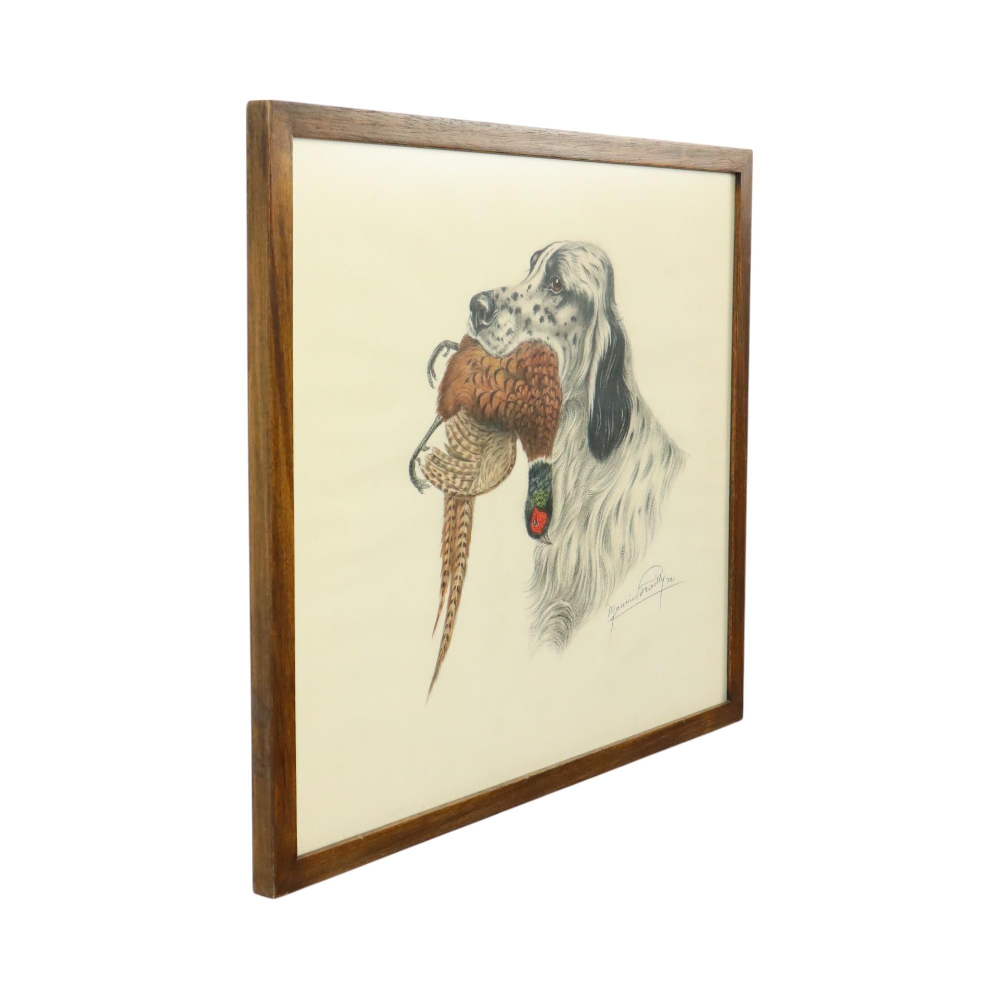 Maurice Brailly Jagdhund Fasan Vintage Grafik in Farbe 1972 im Angebot 2