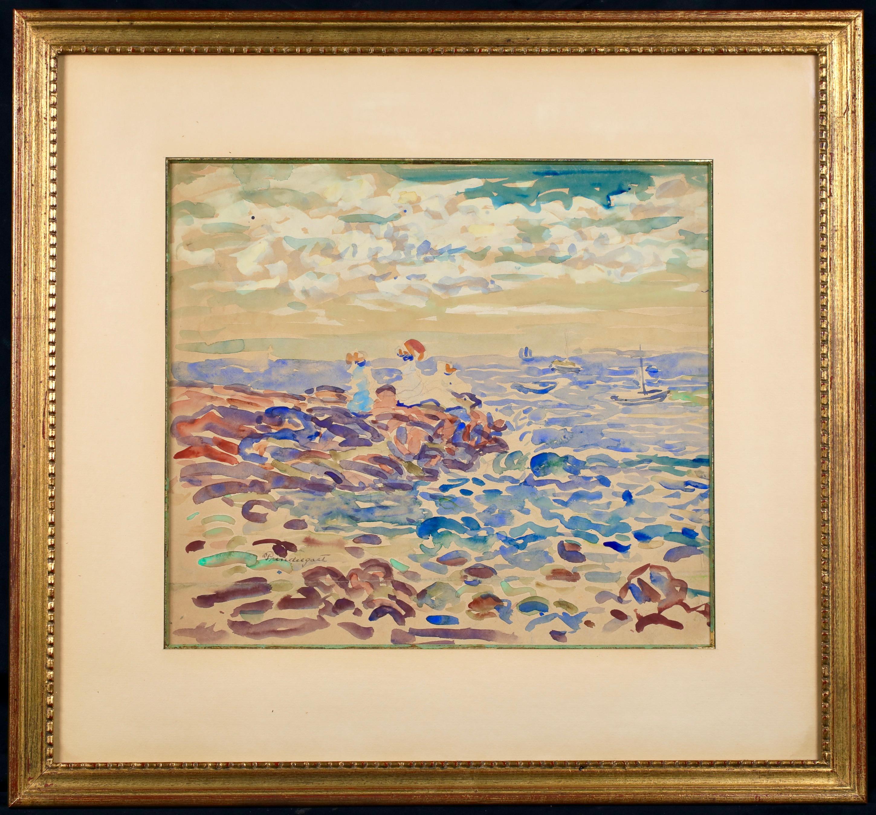 Saint Malo - Aquarell einer postimpressionistischen Meereslandschaft von Maurice Prendergast – Painting von Maurice Brazil Prendergast
