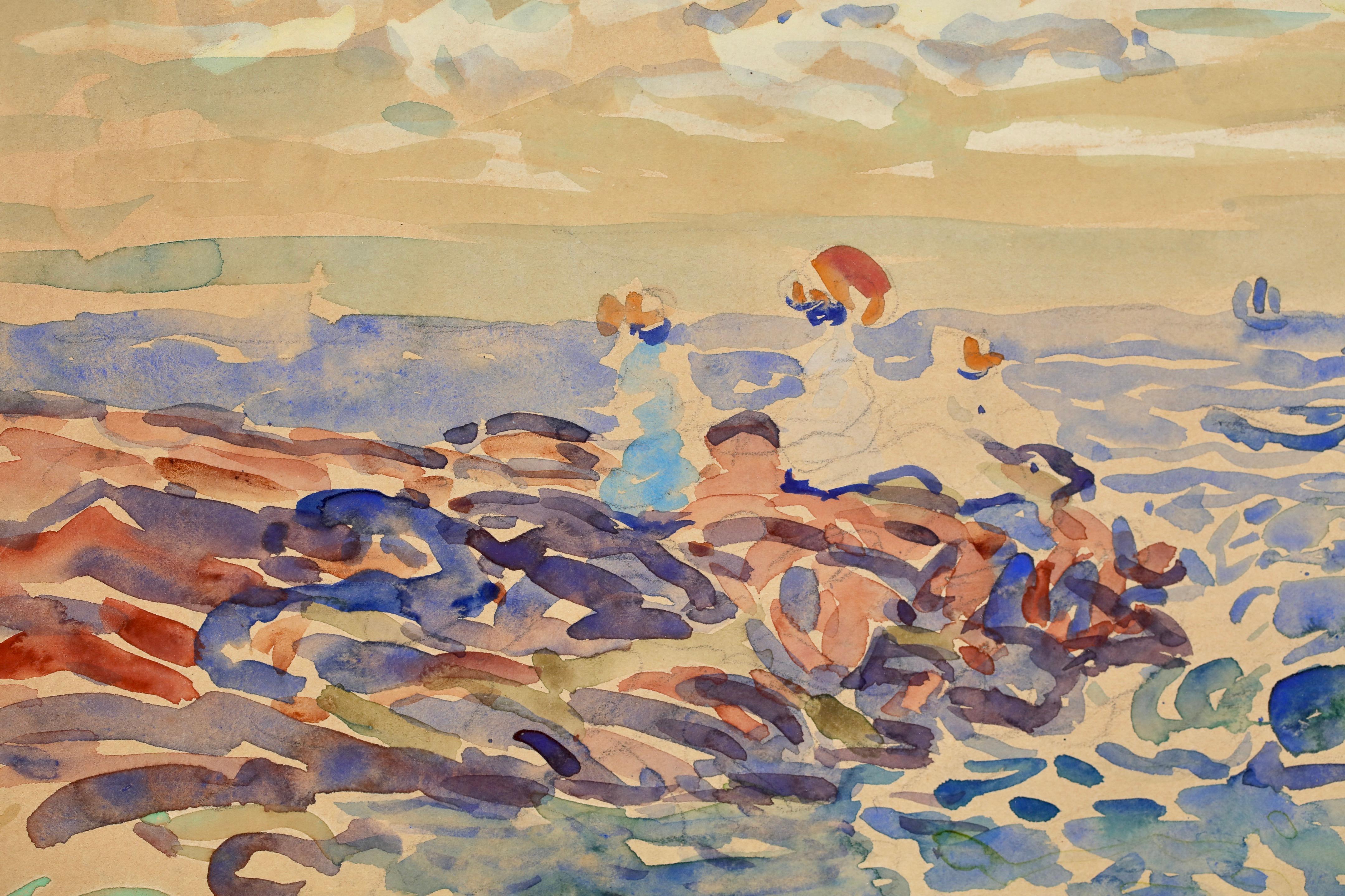 Saint Malo - Aquarell einer postimpressionistischen Meereslandschaft von Maurice Prendergast im Angebot 1