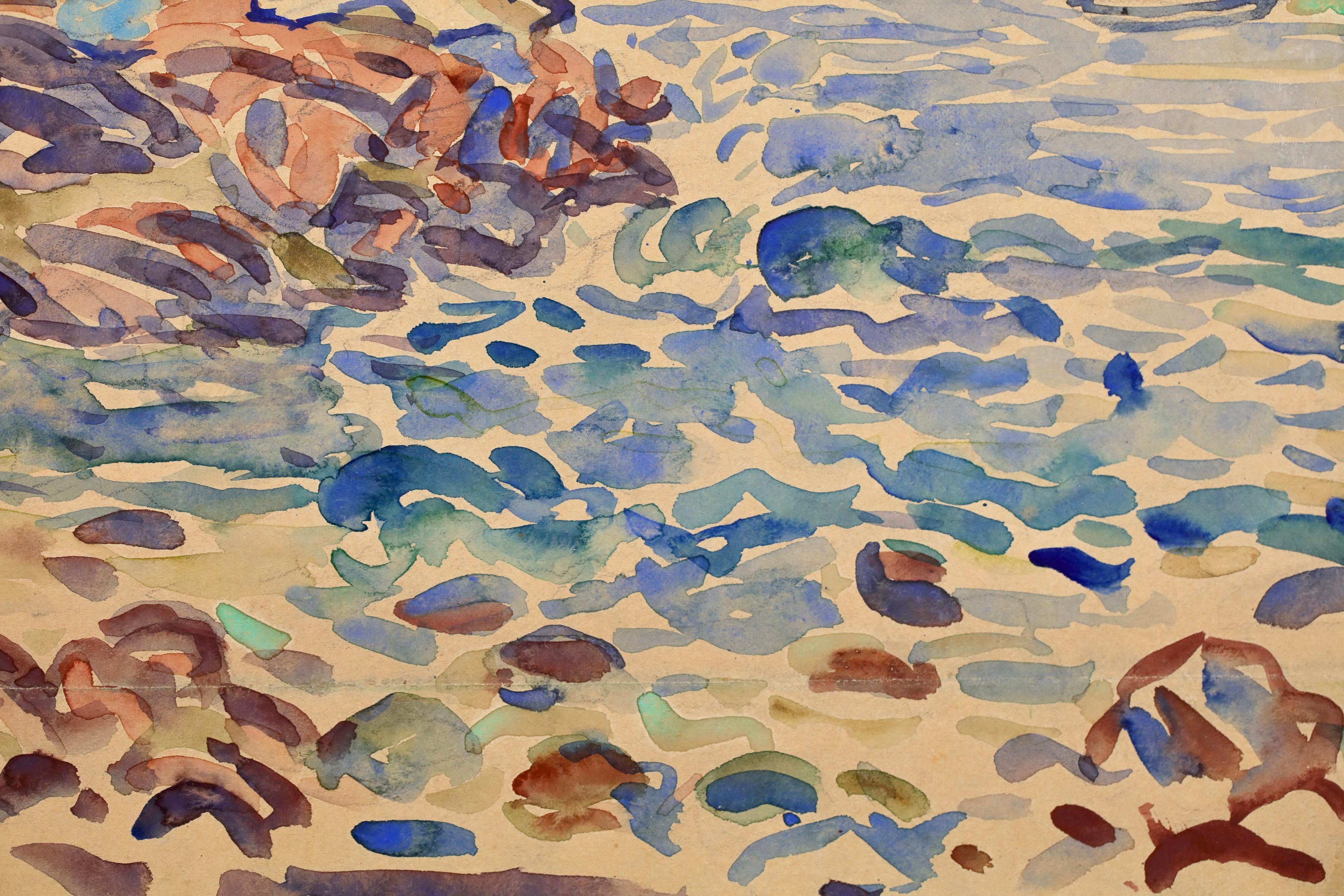 Saint Malo - Aquarell einer postimpressionistischen Meereslandschaft von Maurice Prendergast im Angebot 3