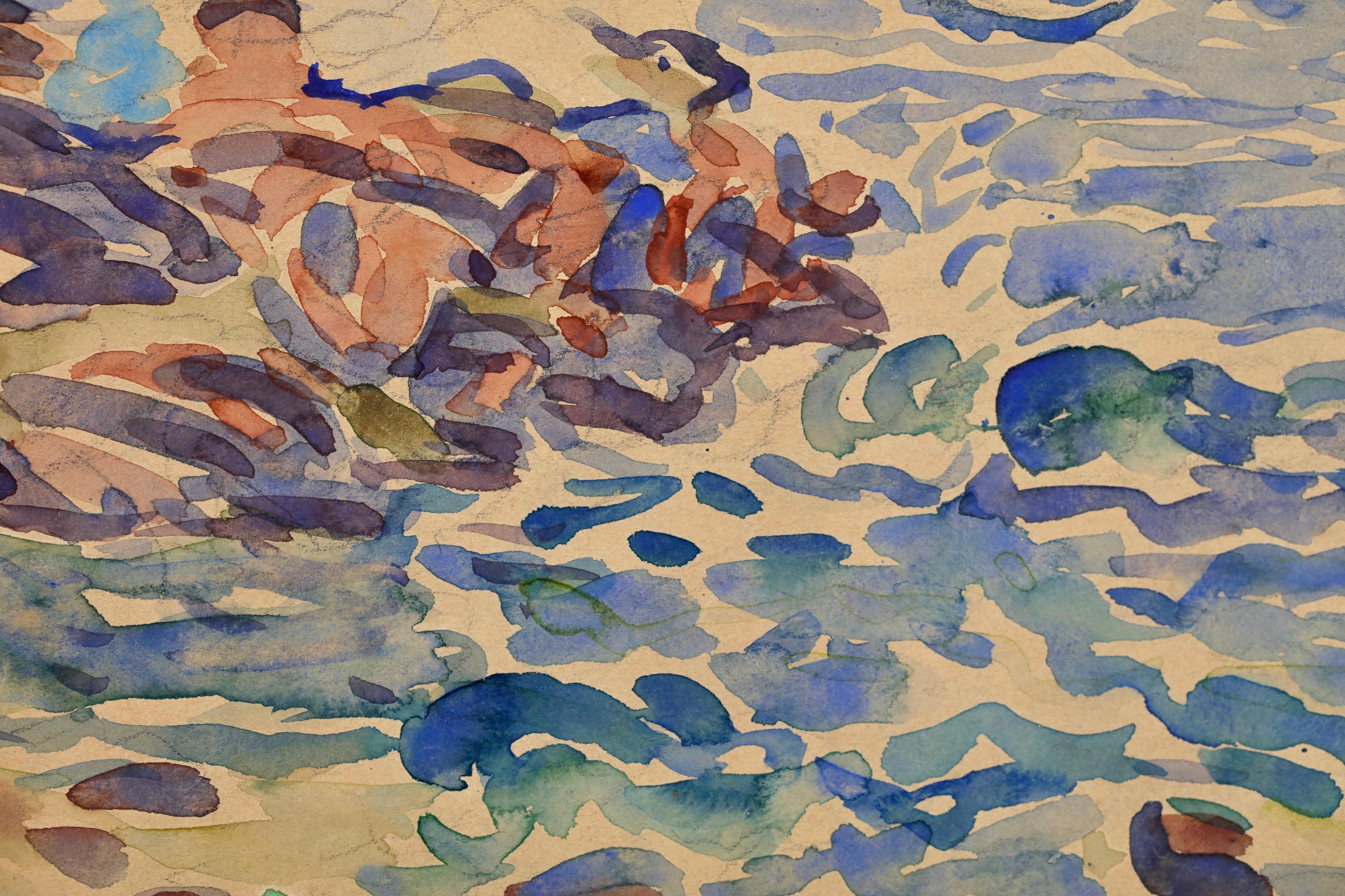 Saint Malo - Aquarell einer postimpressionistischen Meereslandschaft von Maurice Prendergast im Angebot 4
