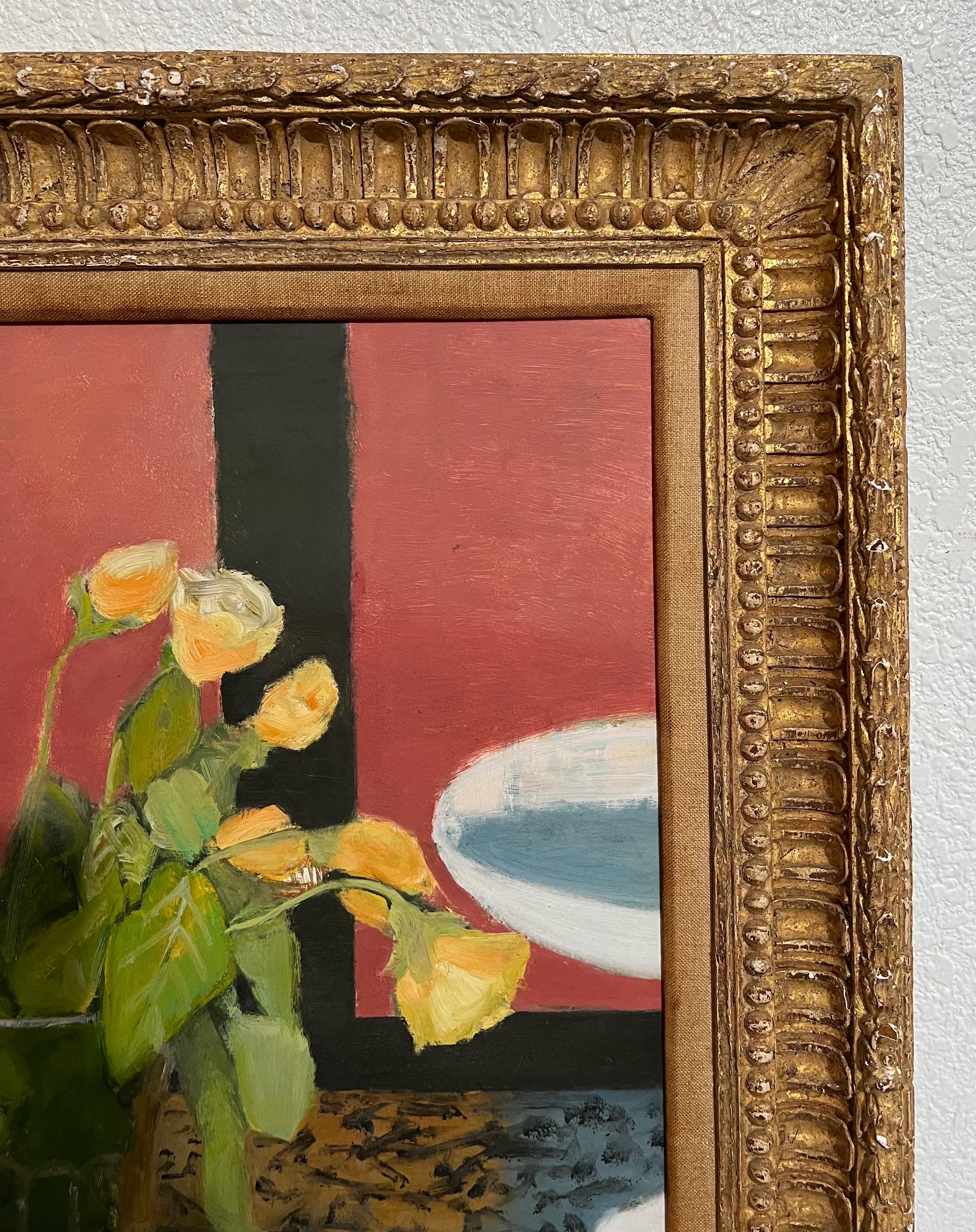 French Modernist Oil Painting Maurice Brianchon Roses Jaune Vase Floral Bouquet 2