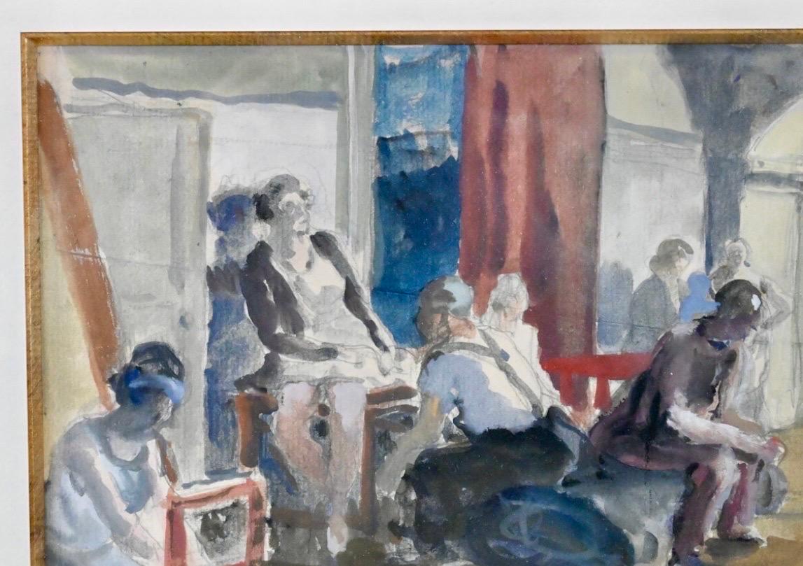Französisch Modernist Aquarell Malerei Maurice Brianchon Paris Theater Hinterbühne im Angebot 3