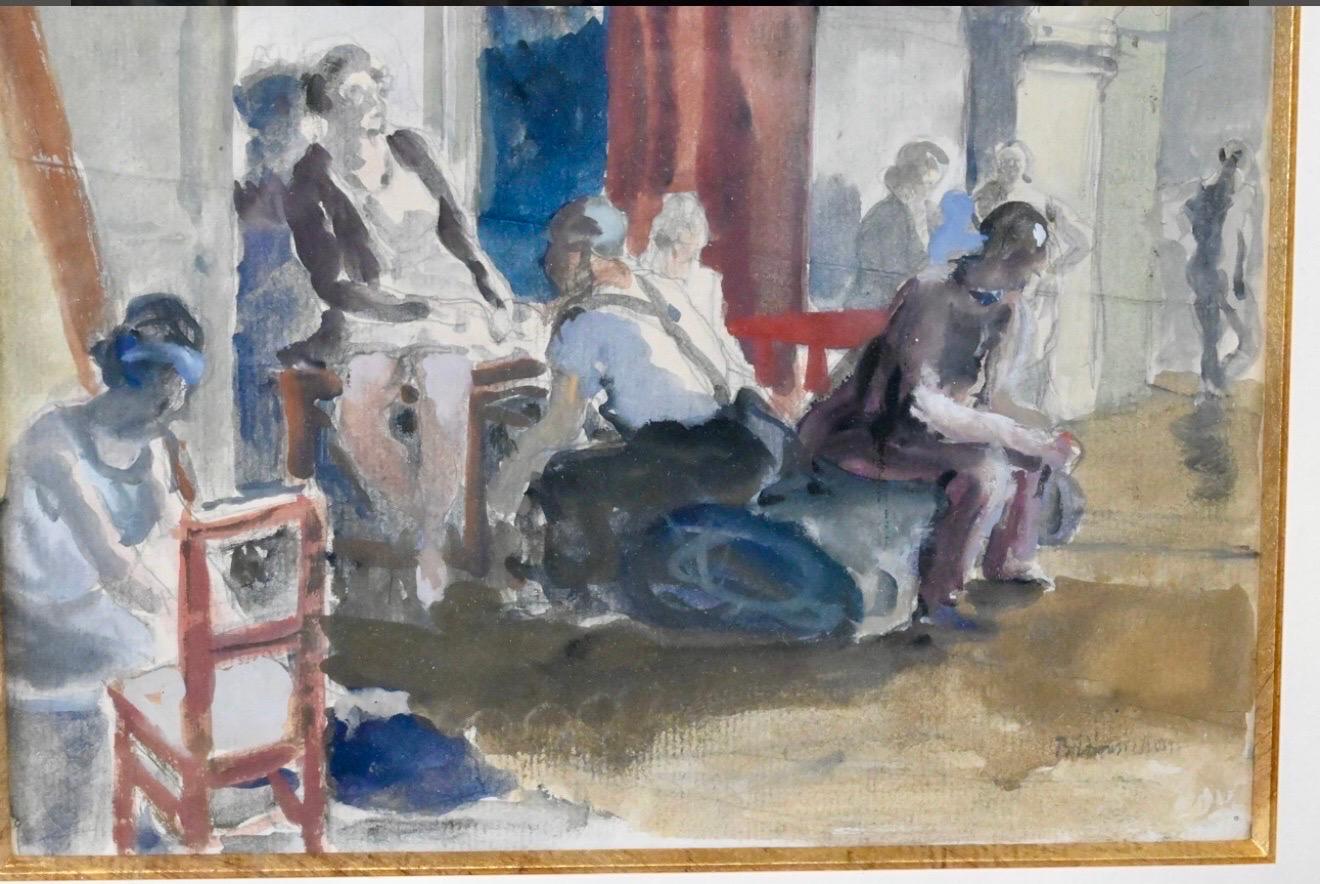 Französisch Modernist Aquarell Malerei Maurice Brianchon Paris Theater Hinterbühne im Angebot 8