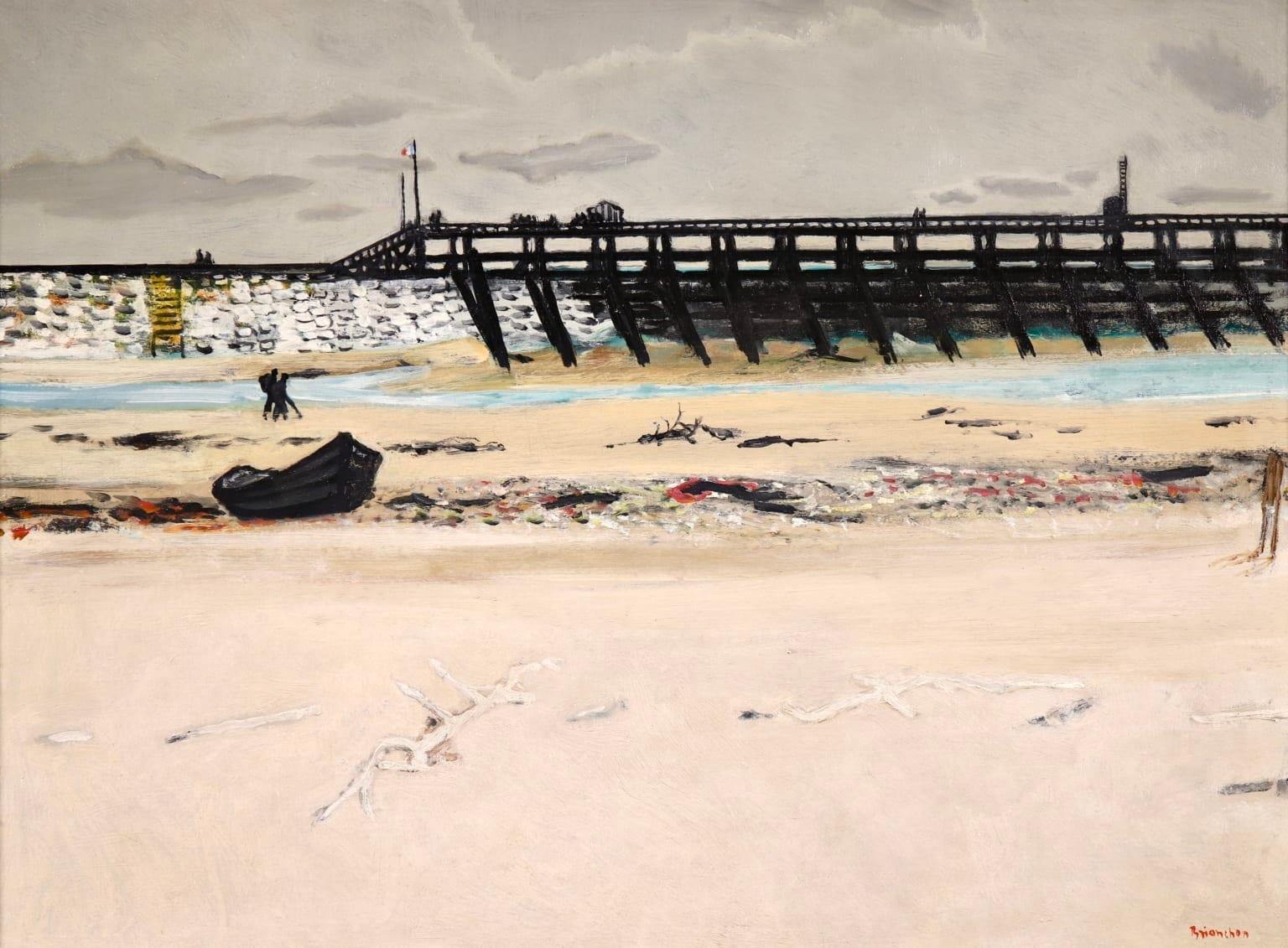 La Plage a Soorts-Hossegor - Peinture à l'huile de paysage moderniste Maurice Brianchon en vente 1