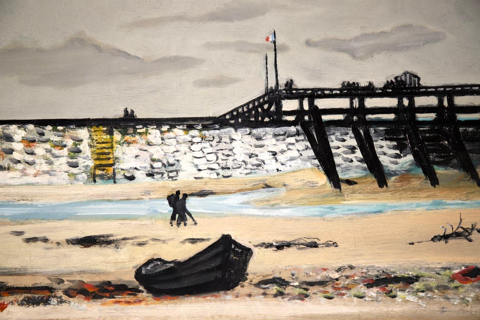 La Plage a Soorts-Hossegor - Peinture à l'huile de paysage moderniste Maurice Brianchon en vente 4